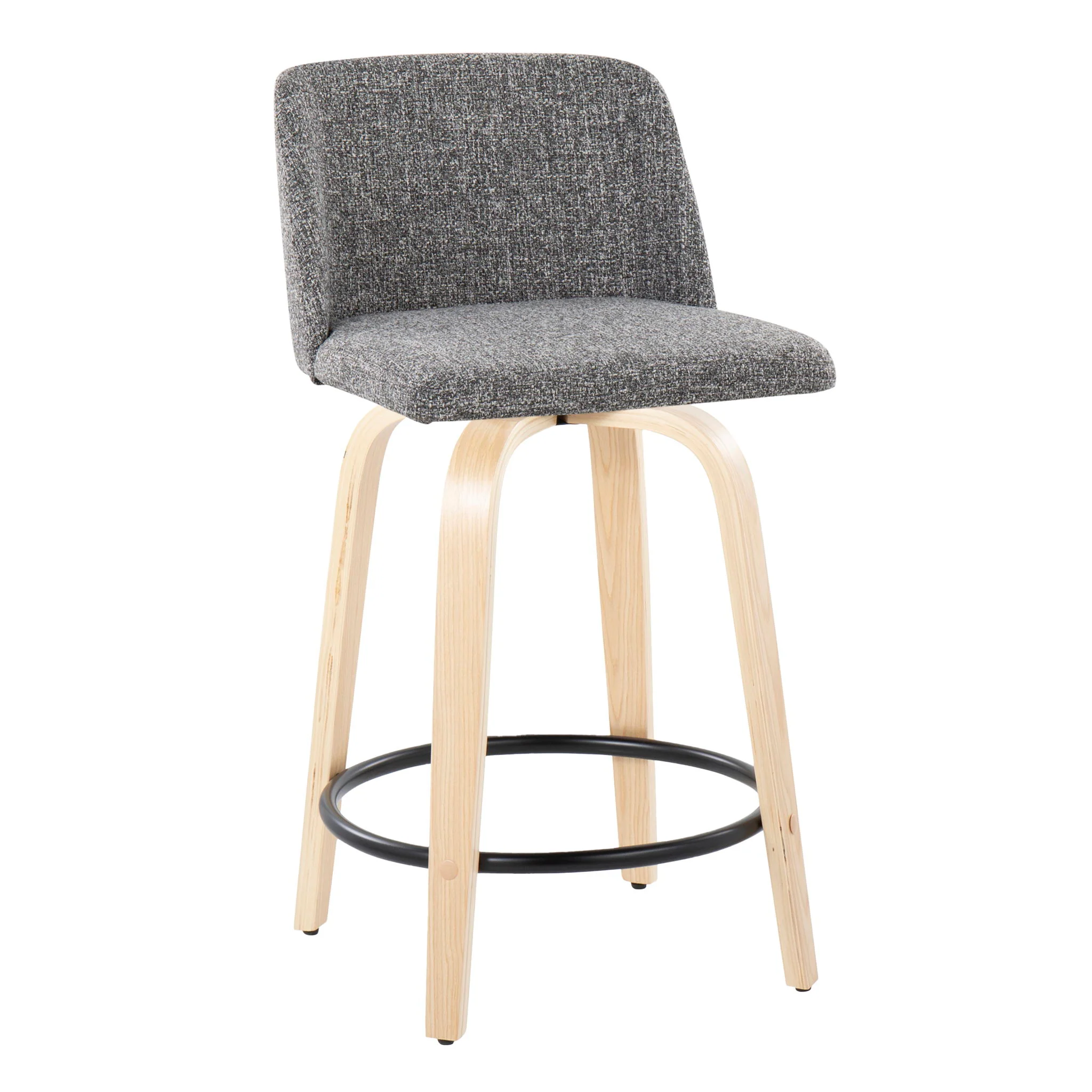 Toriano - Contemporary, Fixed Height Counter Stool With Swivel And Round Footrest (Set of 2) - Image 8