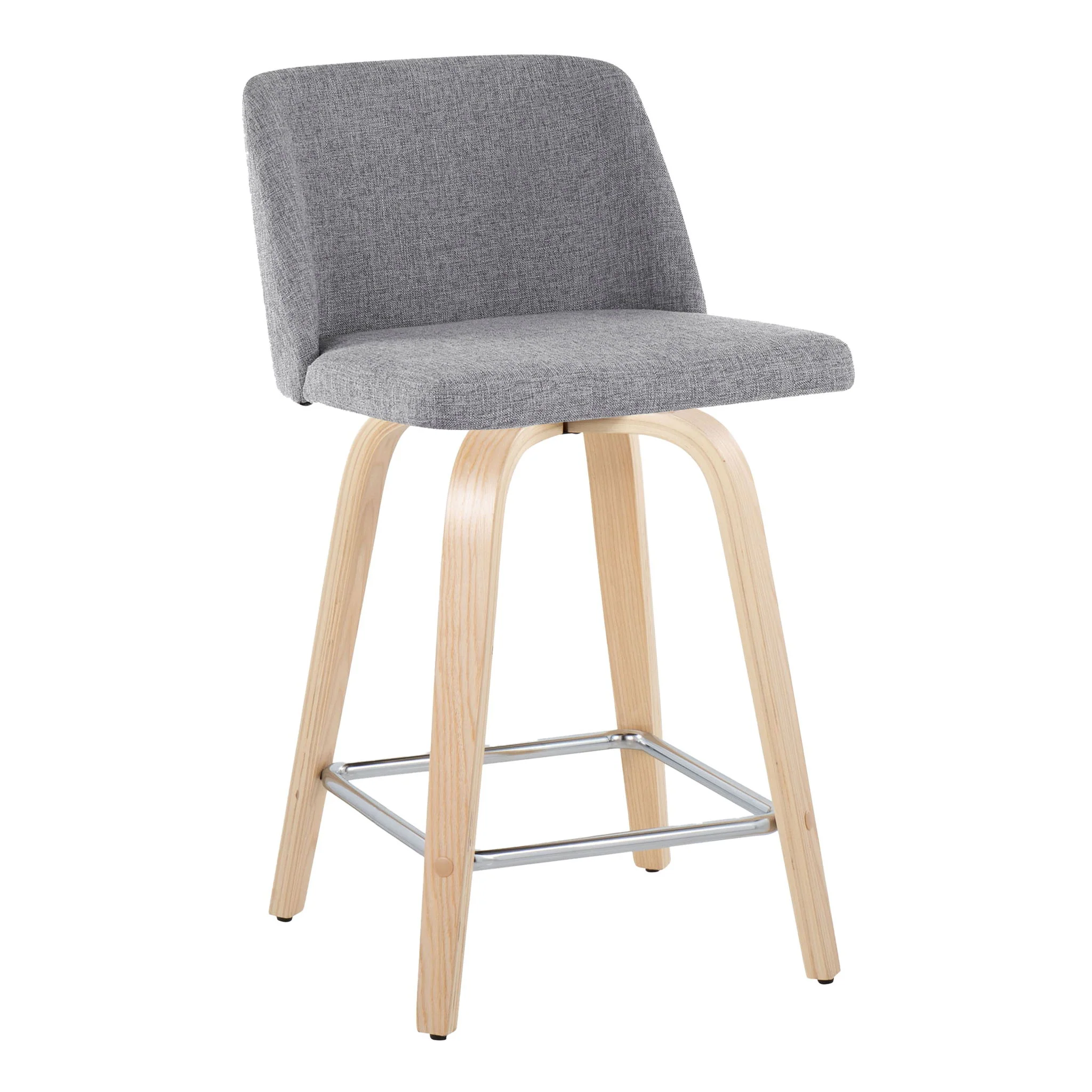 Toriano - Contemporary Fixed Height Counter Stool With Swivel With Square Footrest (Set of 2) - Image 10
