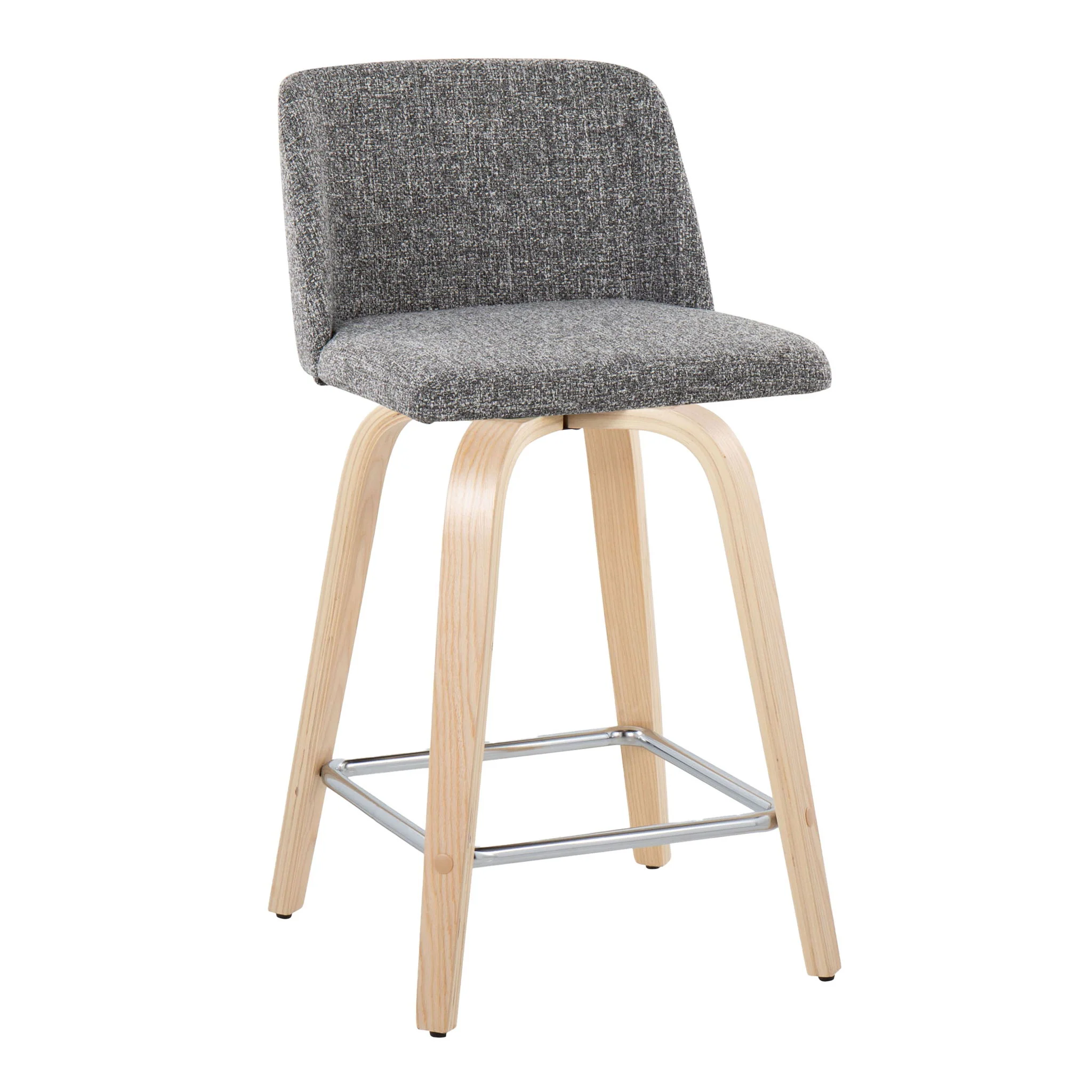 Toriano - Contemporary Fixed Height Counter Stool With Swivel With Square Footrest (Set of 2) - Image 12