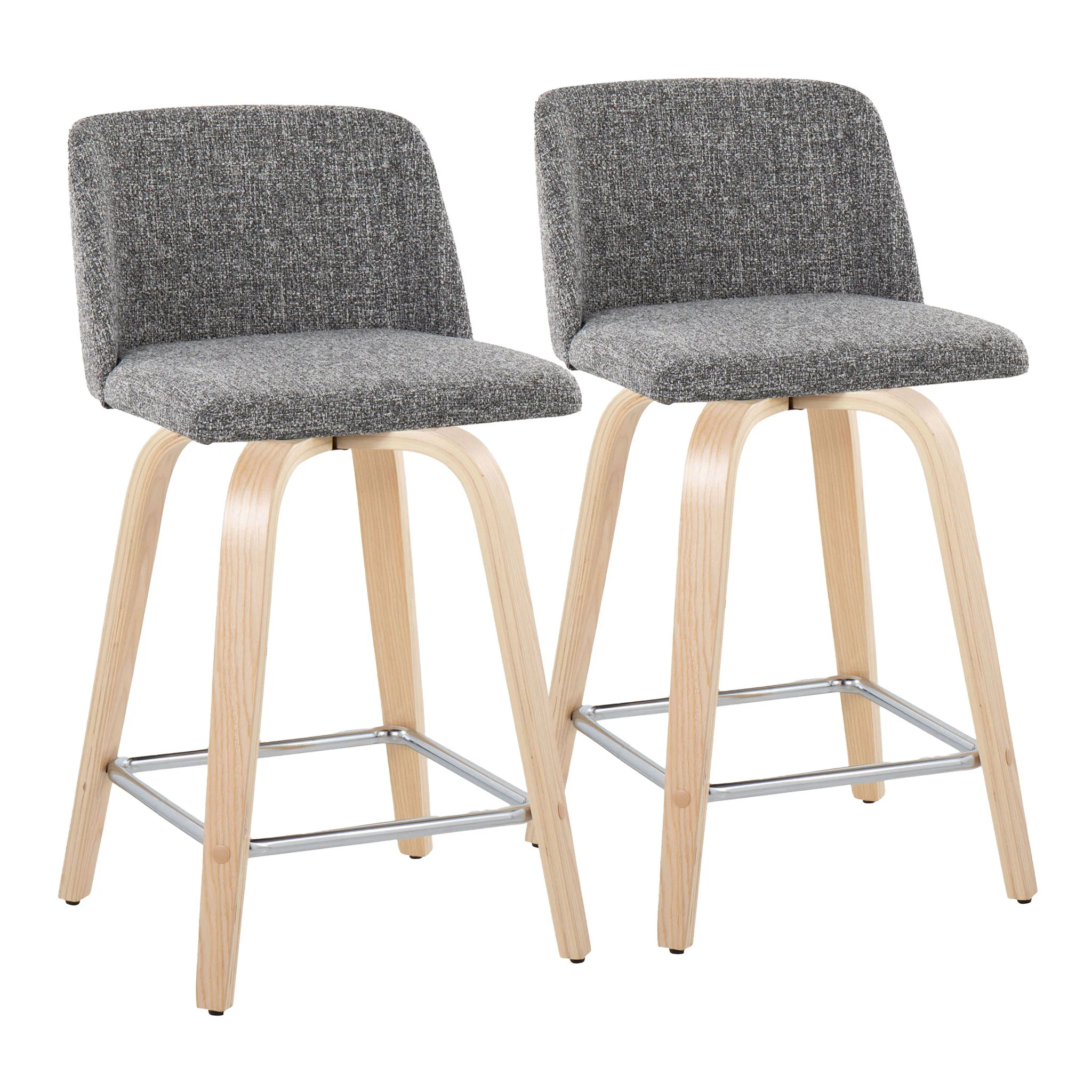 Toriano - Contemporary Fixed Height Counter Stool With Swivel With Square Footrest (Set of 2) - Image 3