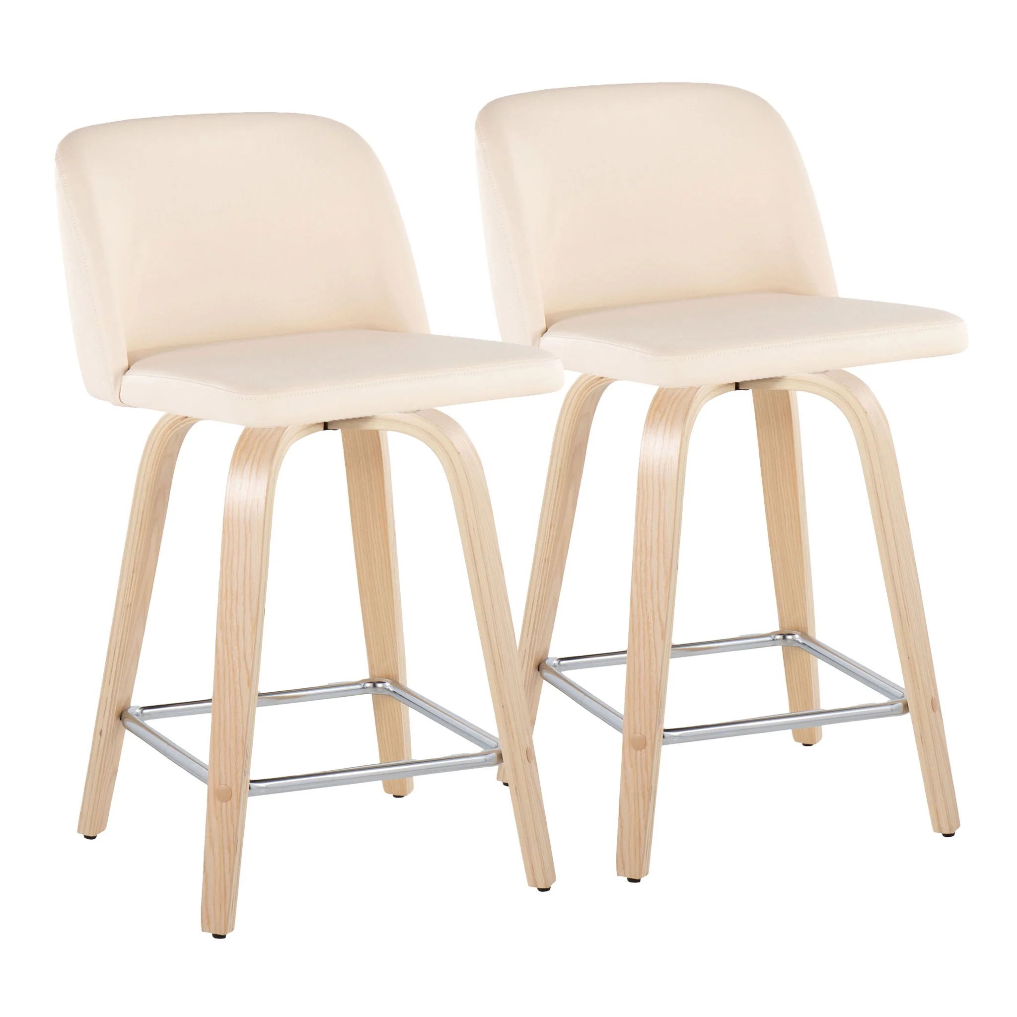 Toriano - Contemporary Fixed Height Counter Stool With Swivel With Square Footrest (Set of 2) - Image 4