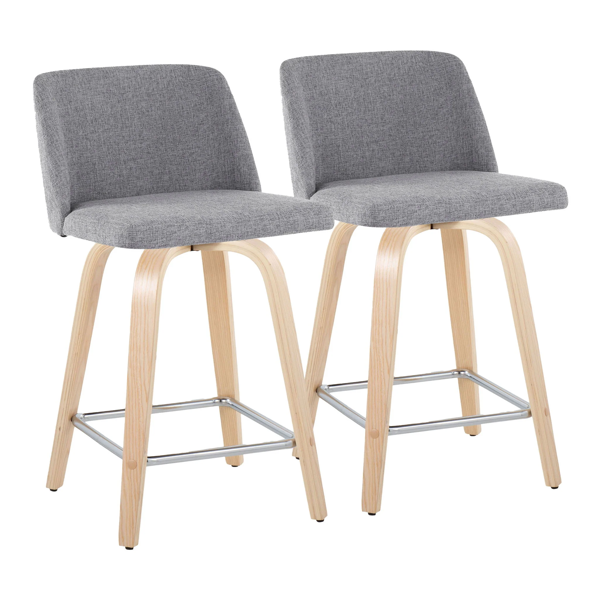 Toriano - Contemporary Fixed Height Counter Stool With Swivel With Square Footrest (Set of 2) - Image 5