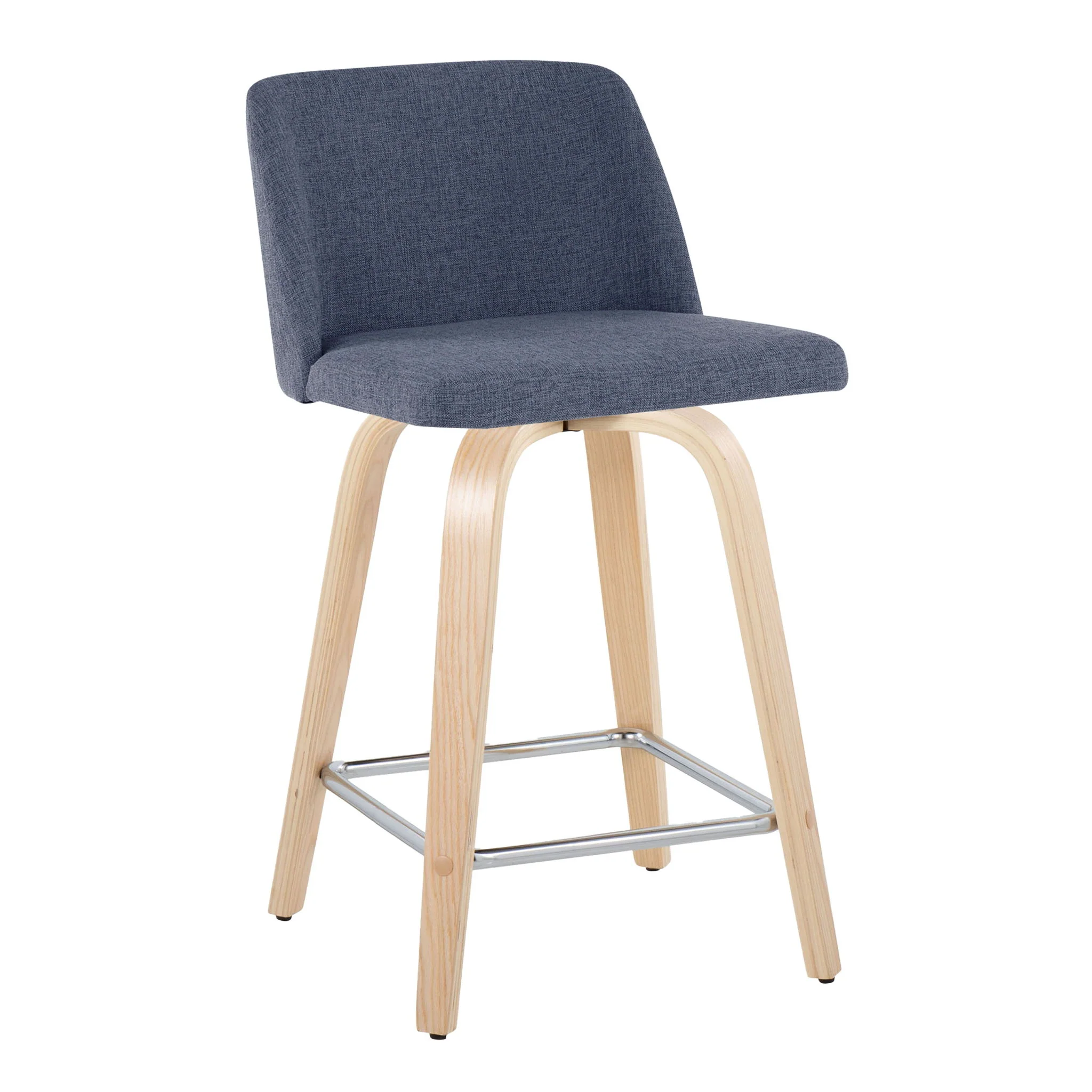 Toriano - Contemporary Fixed Height Counter Stool With Swivel With Square Footrest (Set of 2) - Image 7