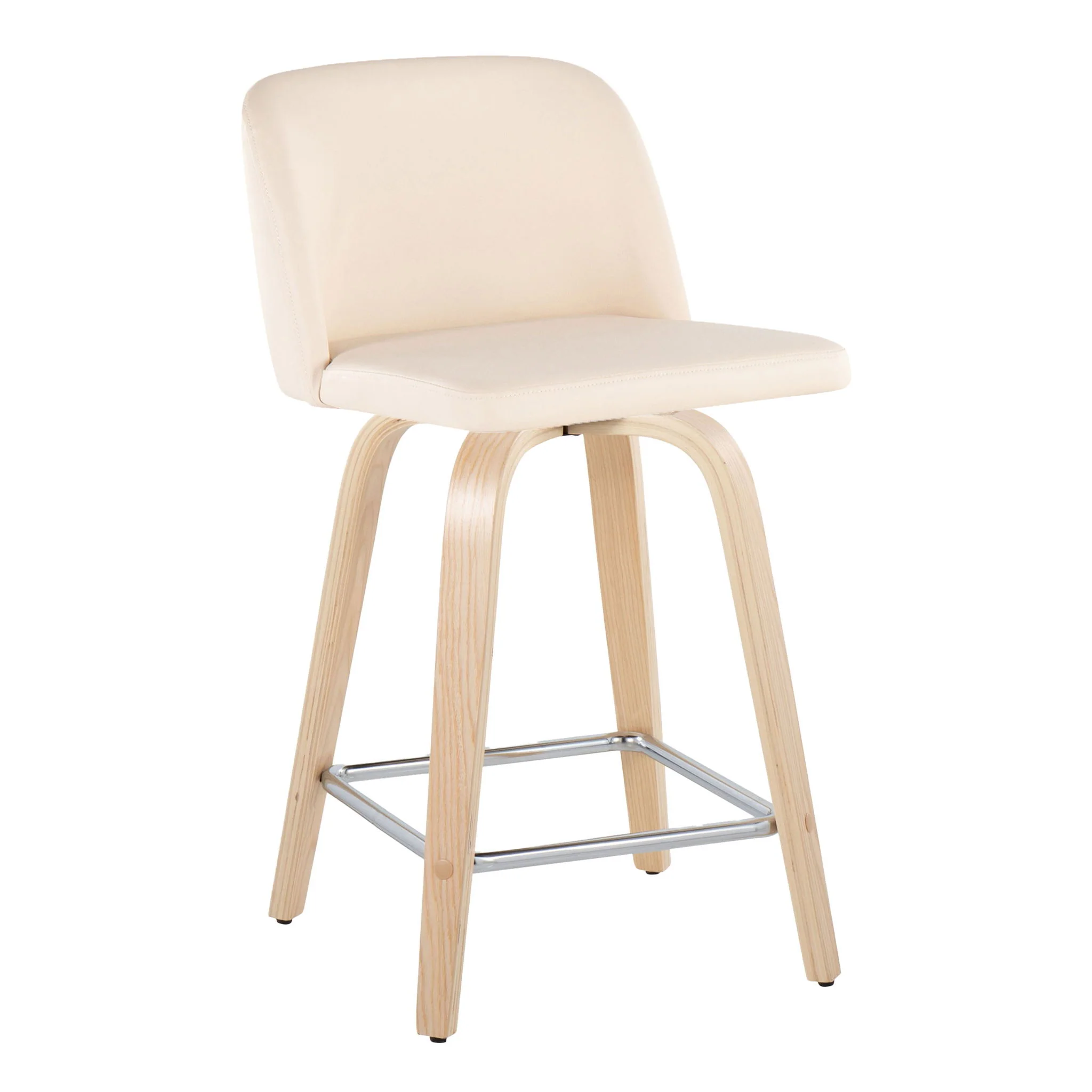 Toriano - Contemporary Fixed Height Counter Stool With Swivel With Square Footrest (Set of 2) - Image 8