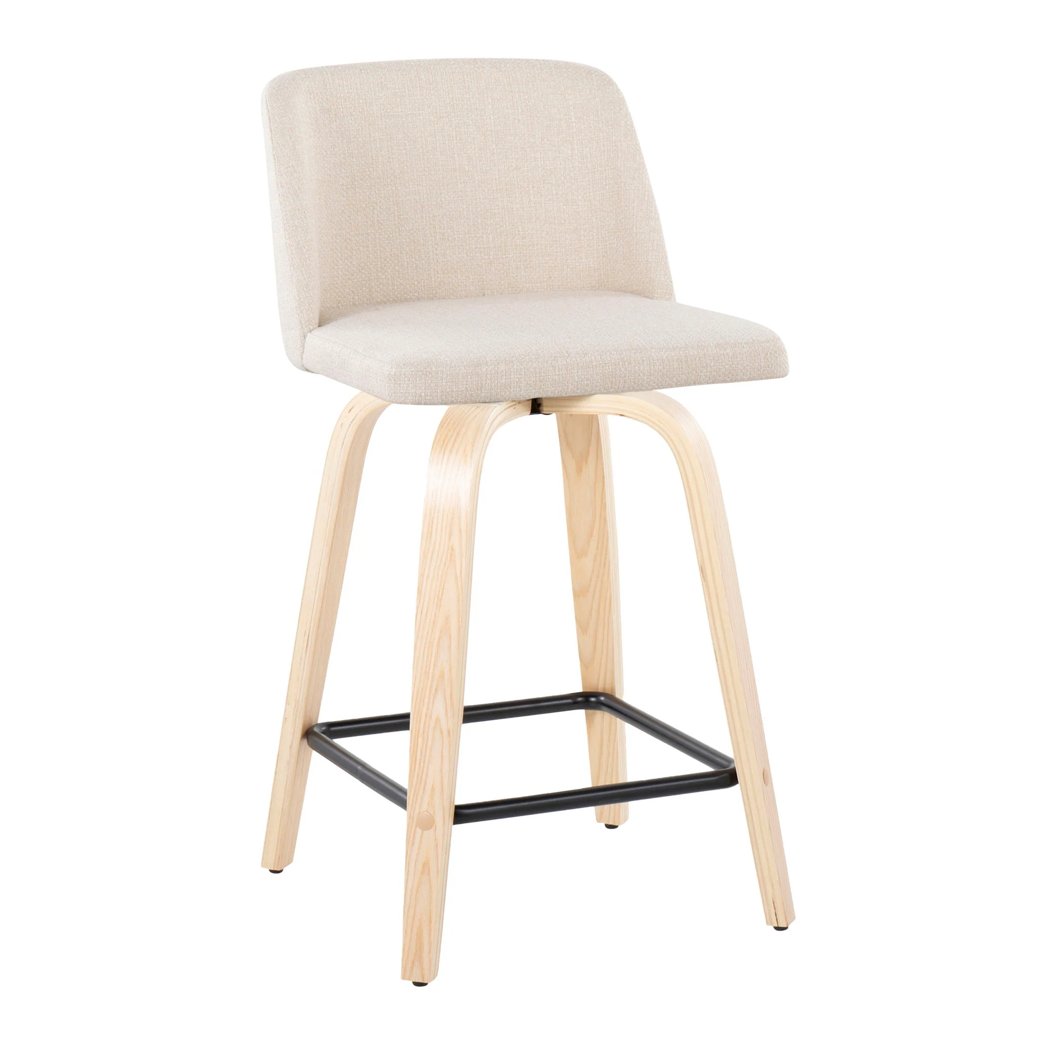 Toriano - Contemporary Modern Design Fixed Height Counter Stool With Swivel With Square Footrest (Set of 2) - Image 10