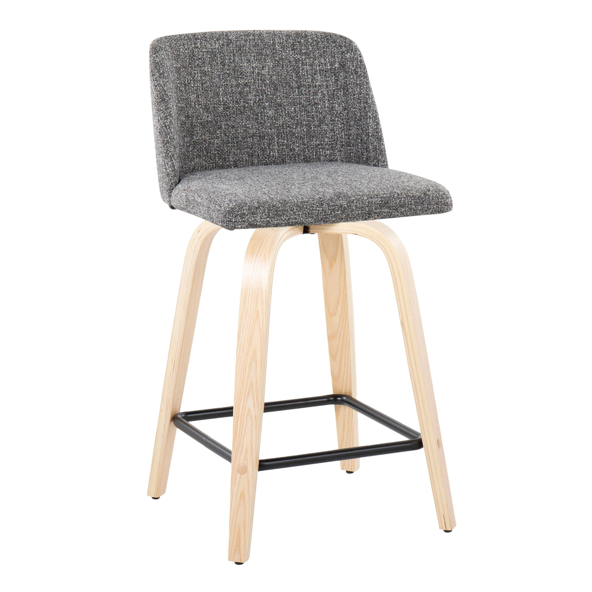 Toriano - Contemporary Modern Design Fixed Height Counter Stool With Swivel With Square Footrest (Set of 2) - Image 4
