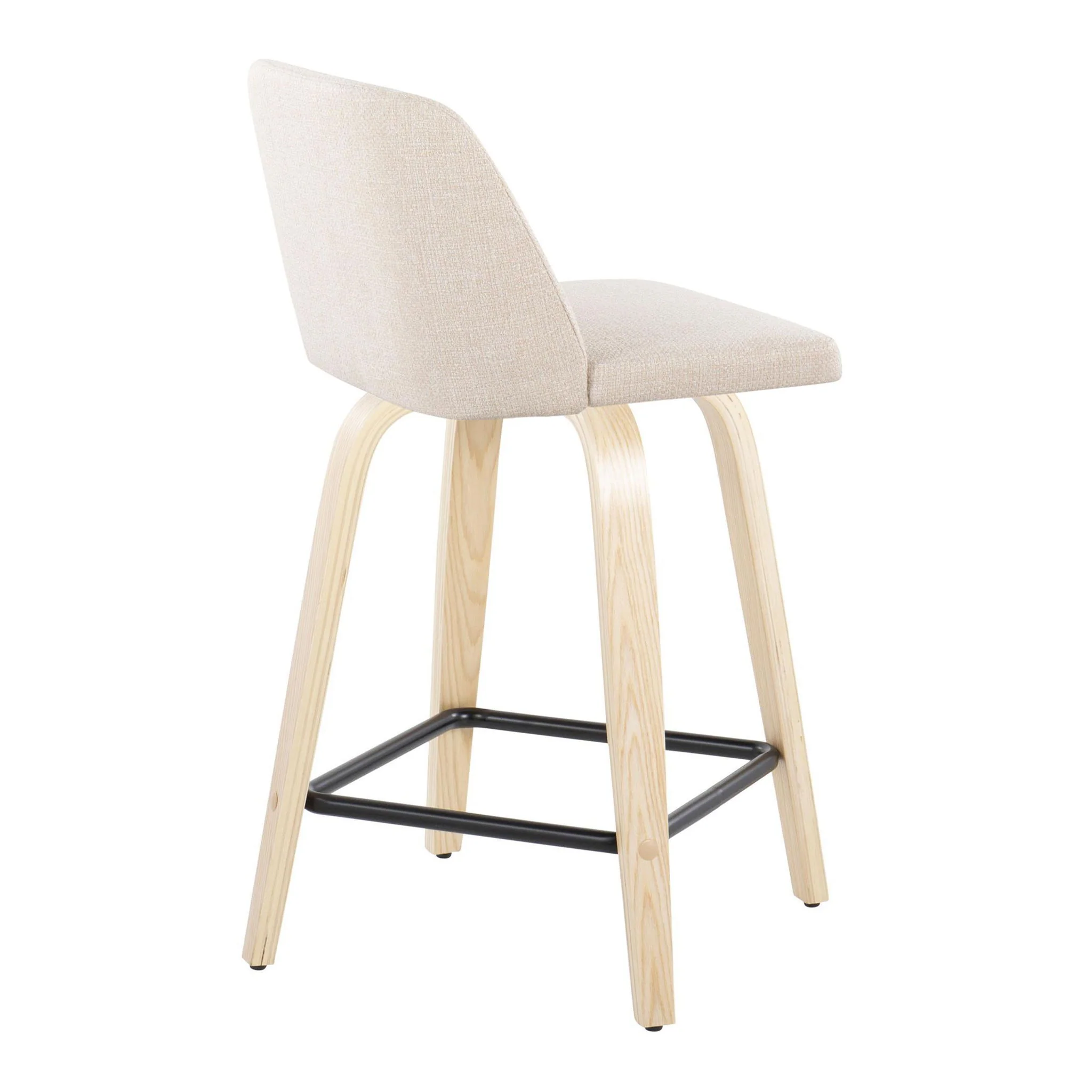 Toriano - Contemporary Modern Design Fixed Height Counter Stool With Swivel With Square Footrest (Set of 2) - Image 5