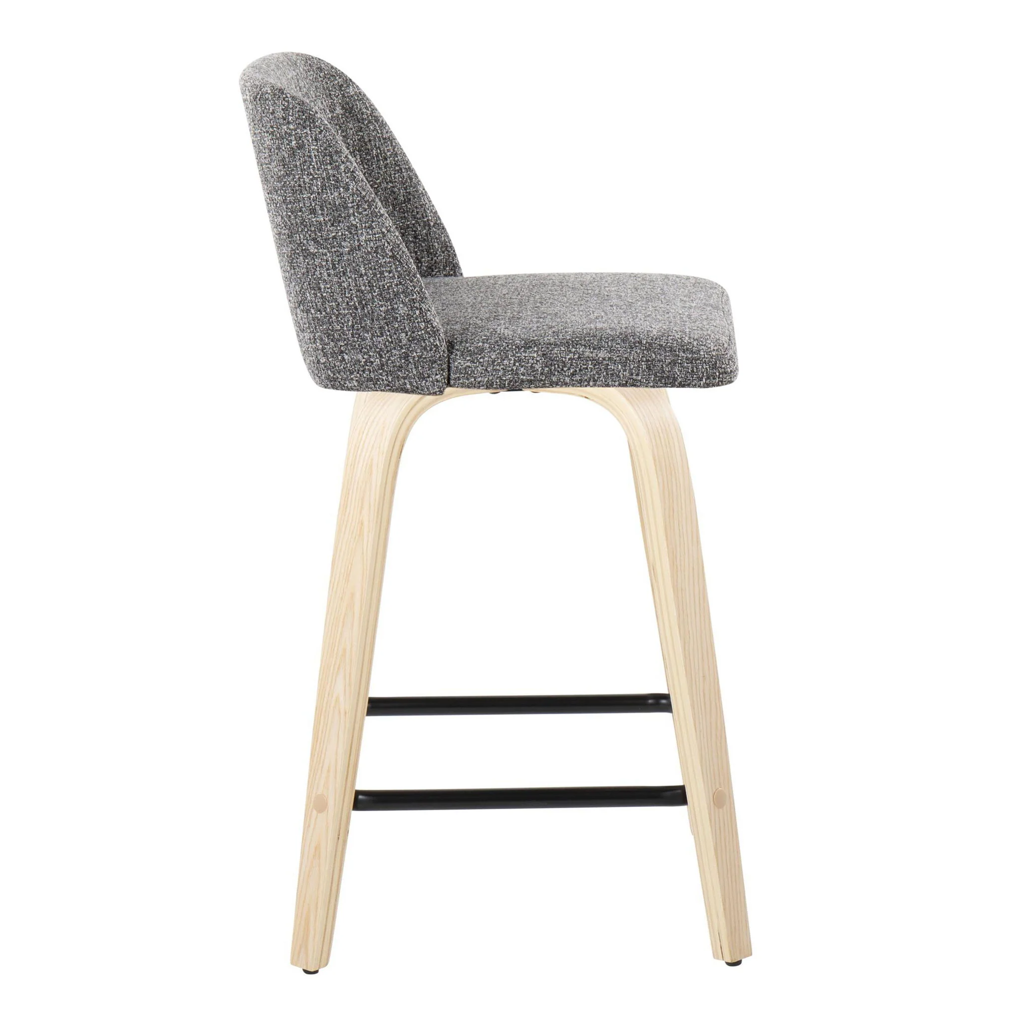 Toriano - Contemporary Modern Design Fixed Height Counter Stool With Swivel With Square Footrest (Set of 2) - Image 6