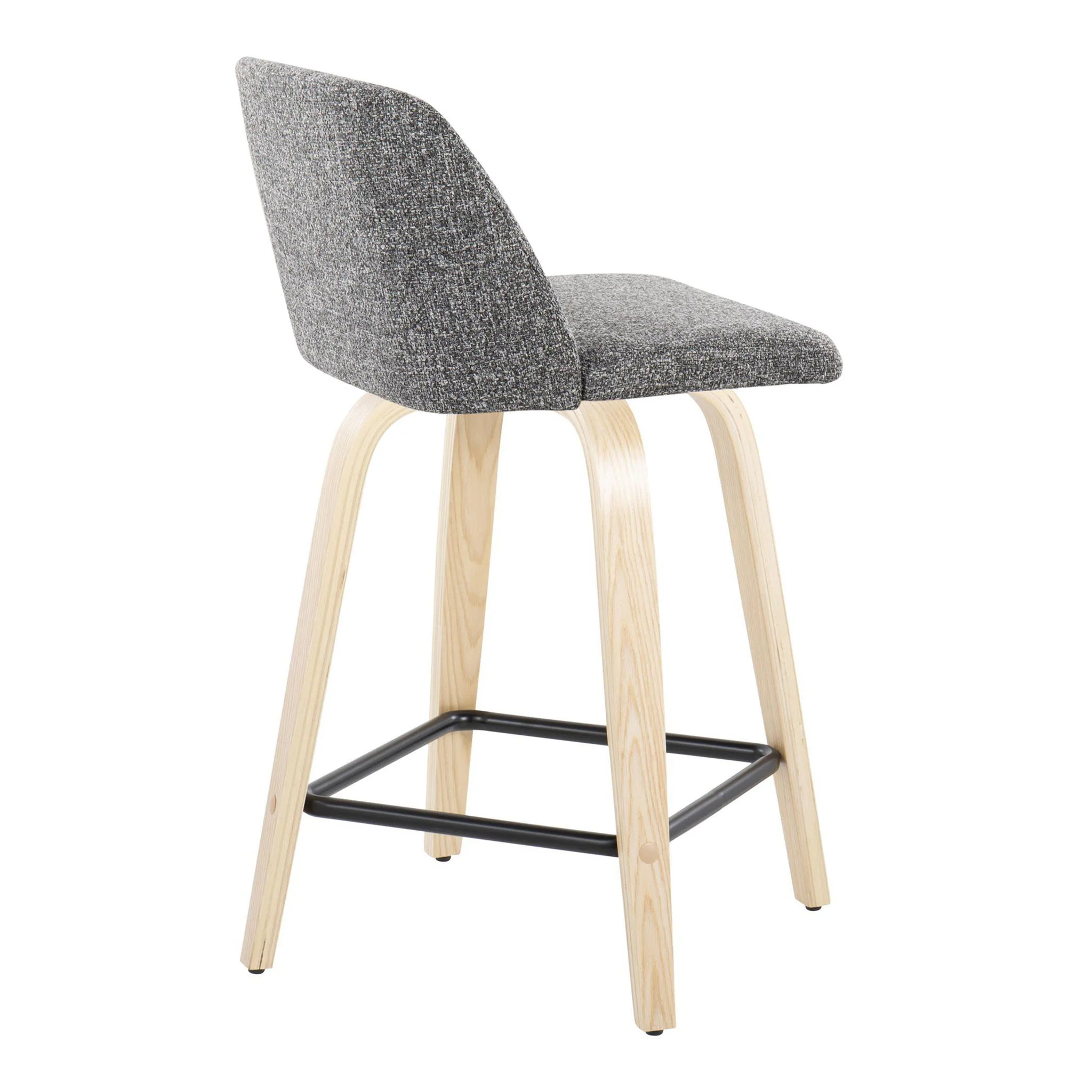 Toriano - Contemporary Modern Design Fixed Height Counter Stool With Swivel With Square Footrest (Set of 2) - Image 8