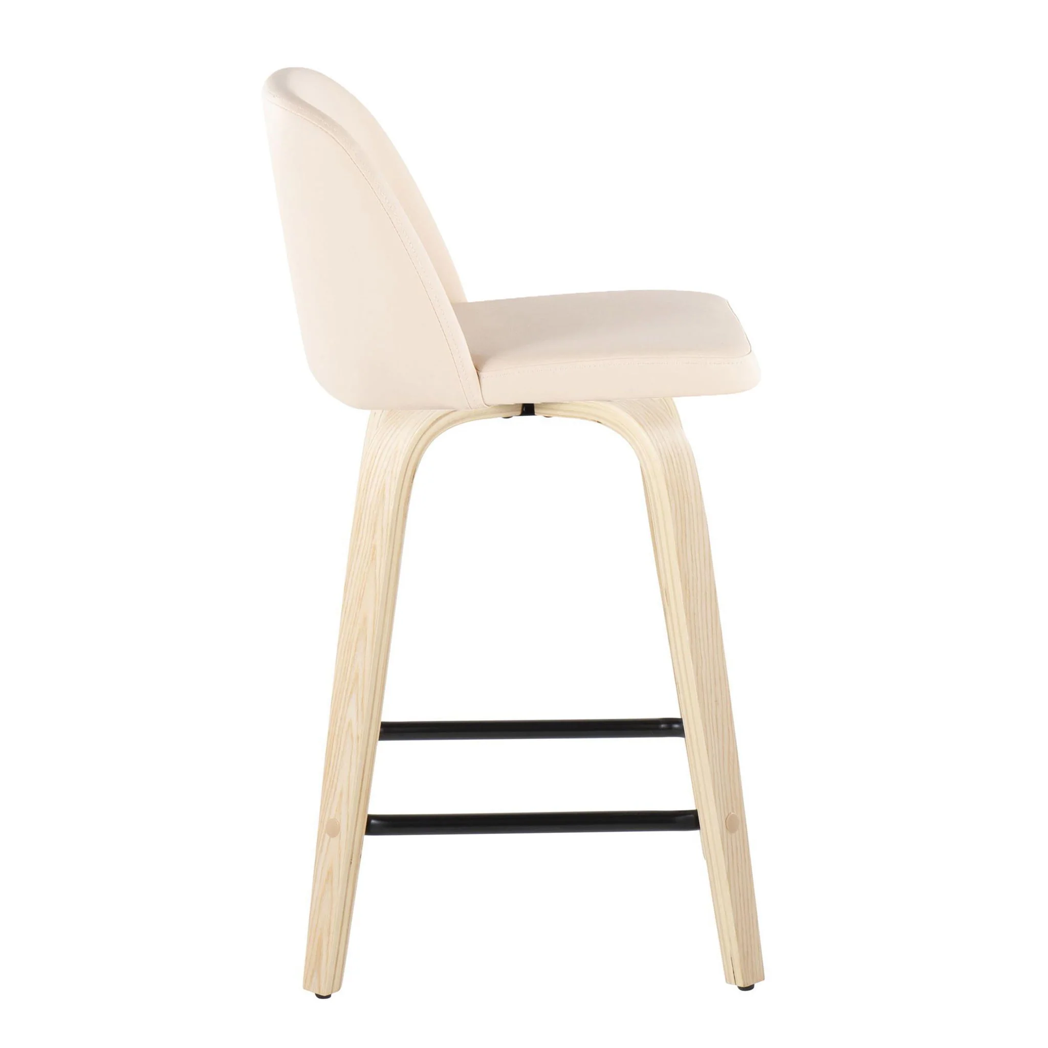 Toriano - Contemporary Modern Design Fixed Height Counter Stool With Swivel With Square Footrest (Set of 2) - Image 9