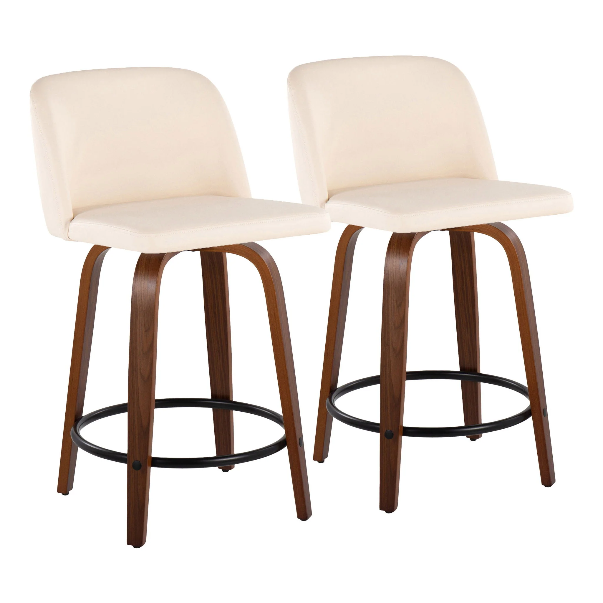 Toriano - Mid Century Modern, Fixed Height Counter Stool & Swivel And Round Footrest (Set of 2) - Image 2