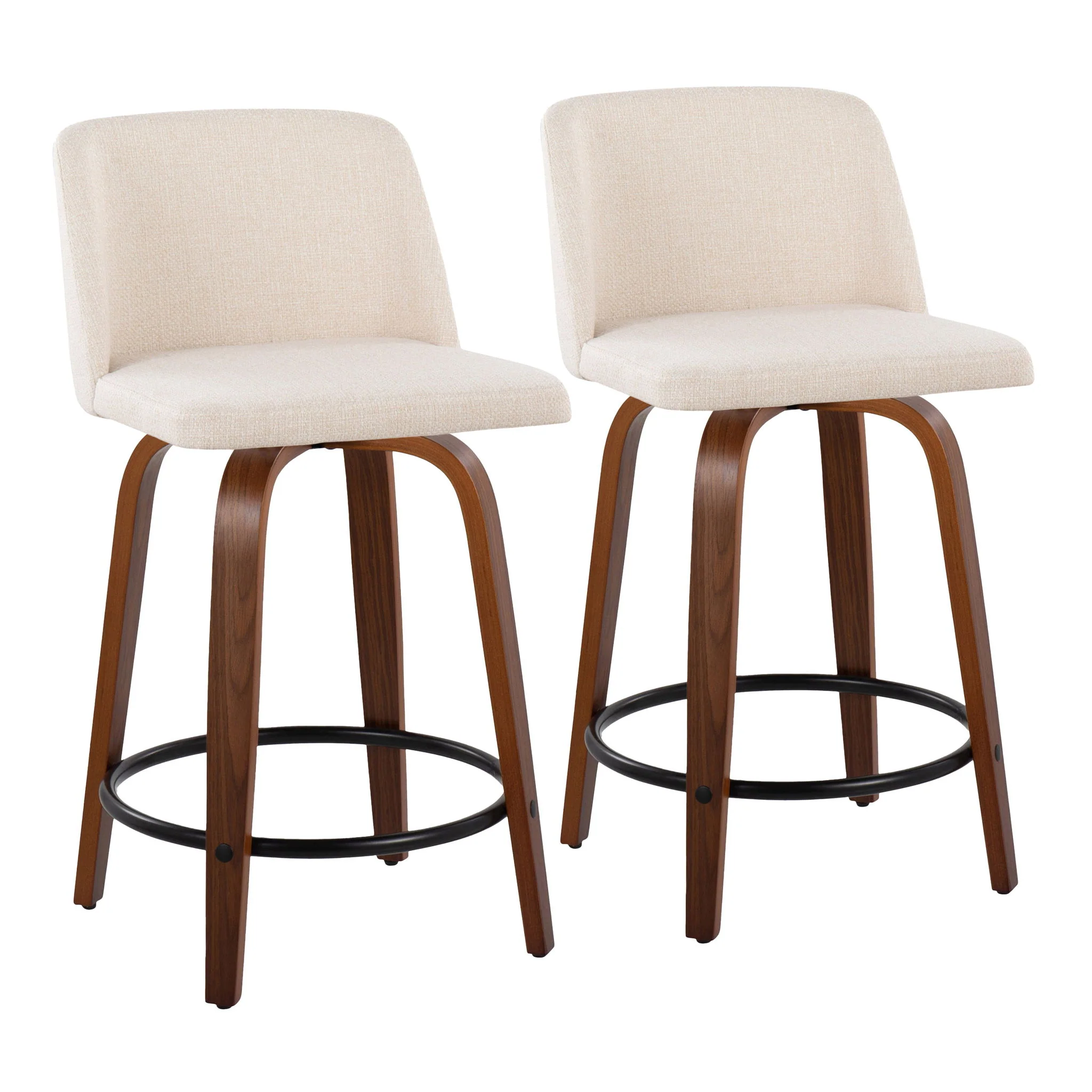 Toriano - Mid Century Modern, Fixed Height Counter Stool & Swivel And Round Footrest (Set of 2) - Image 3