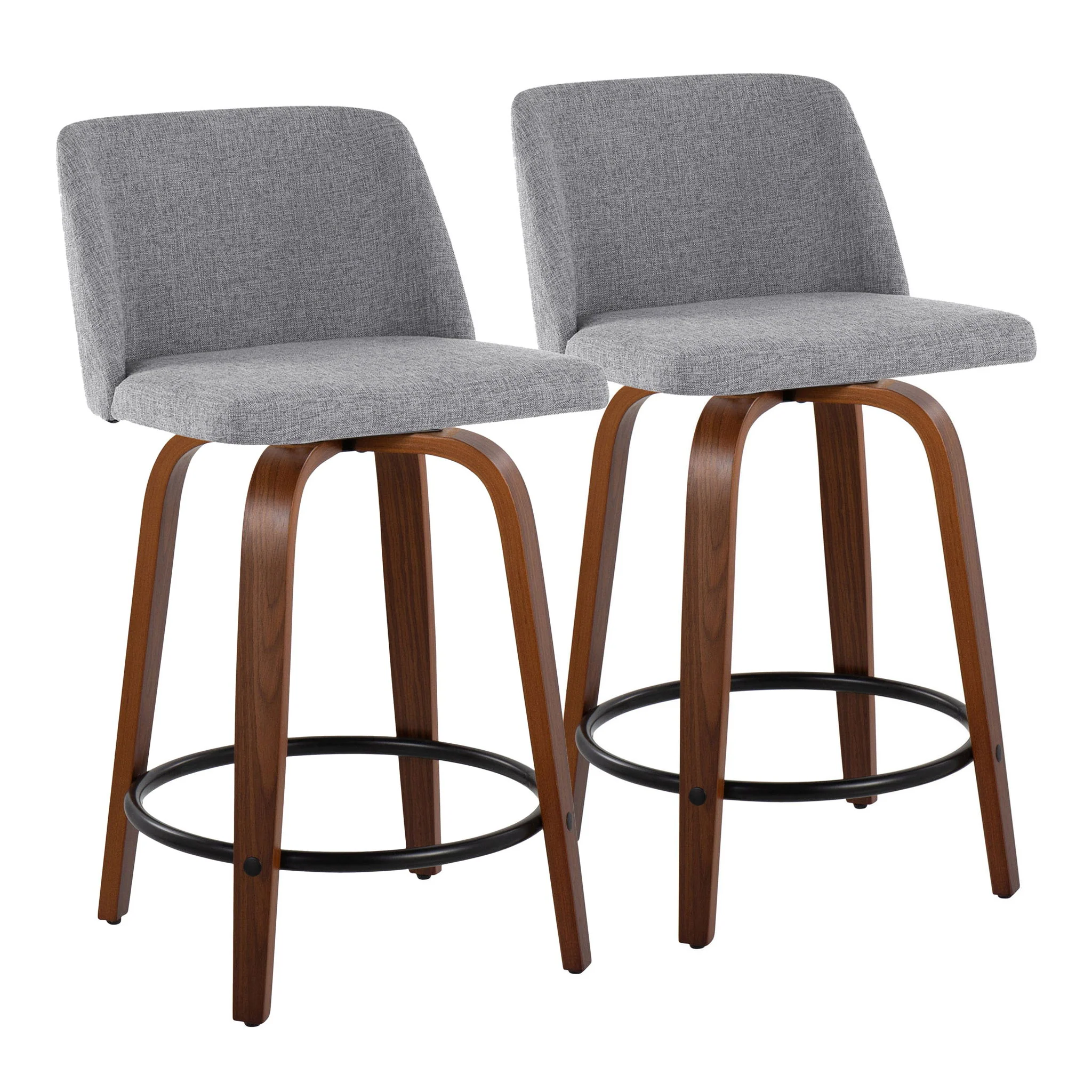 Toriano - Mid Century Modern, Fixed Height Counter Stool & Swivel And Round Footrest (Set of 2) - Image 5