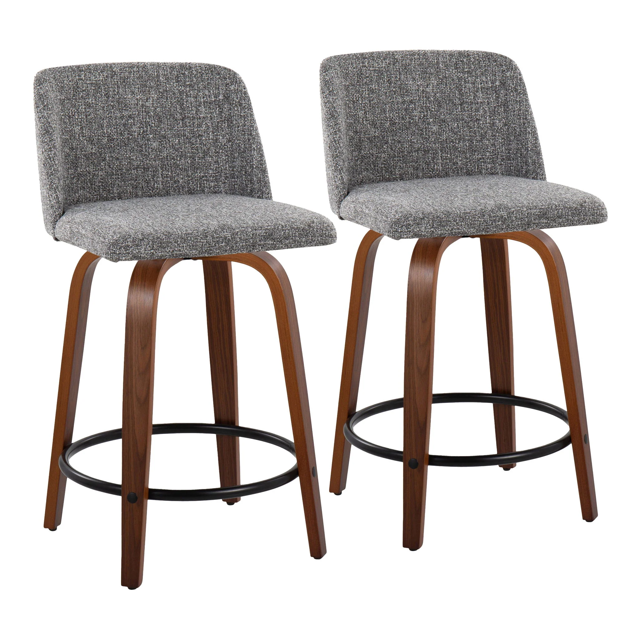Toriano - Mid Century Modern, Fixed Height Counter Stool & Swivel And Round Footrest (Set of 2) - Image 6
