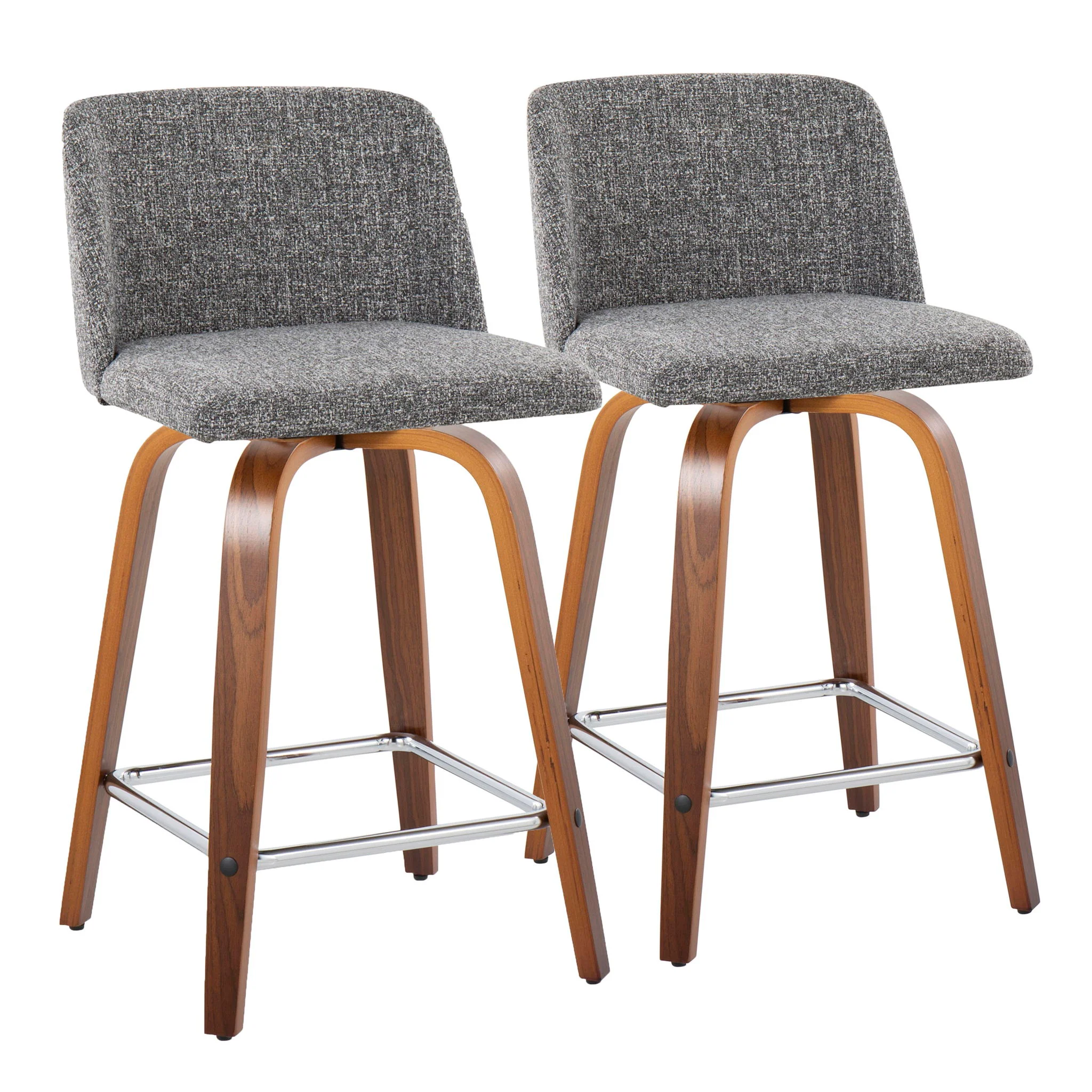 Toriano - Mid Century Modern Fixed Height Counter Stool With Swivel And Square Footrest (Set of 2) - Image 2