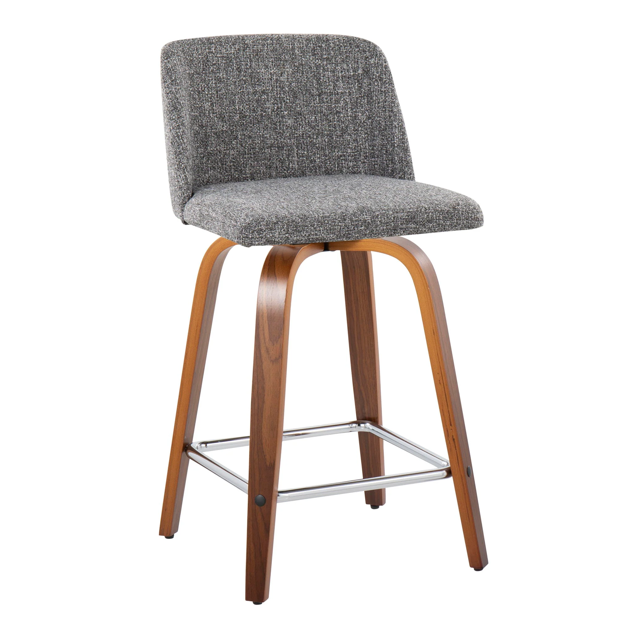 Toriano - Mid Century Modern Fixed Height Counter Stool With Swivel And Square Footrest (Set of 2) - Image 3