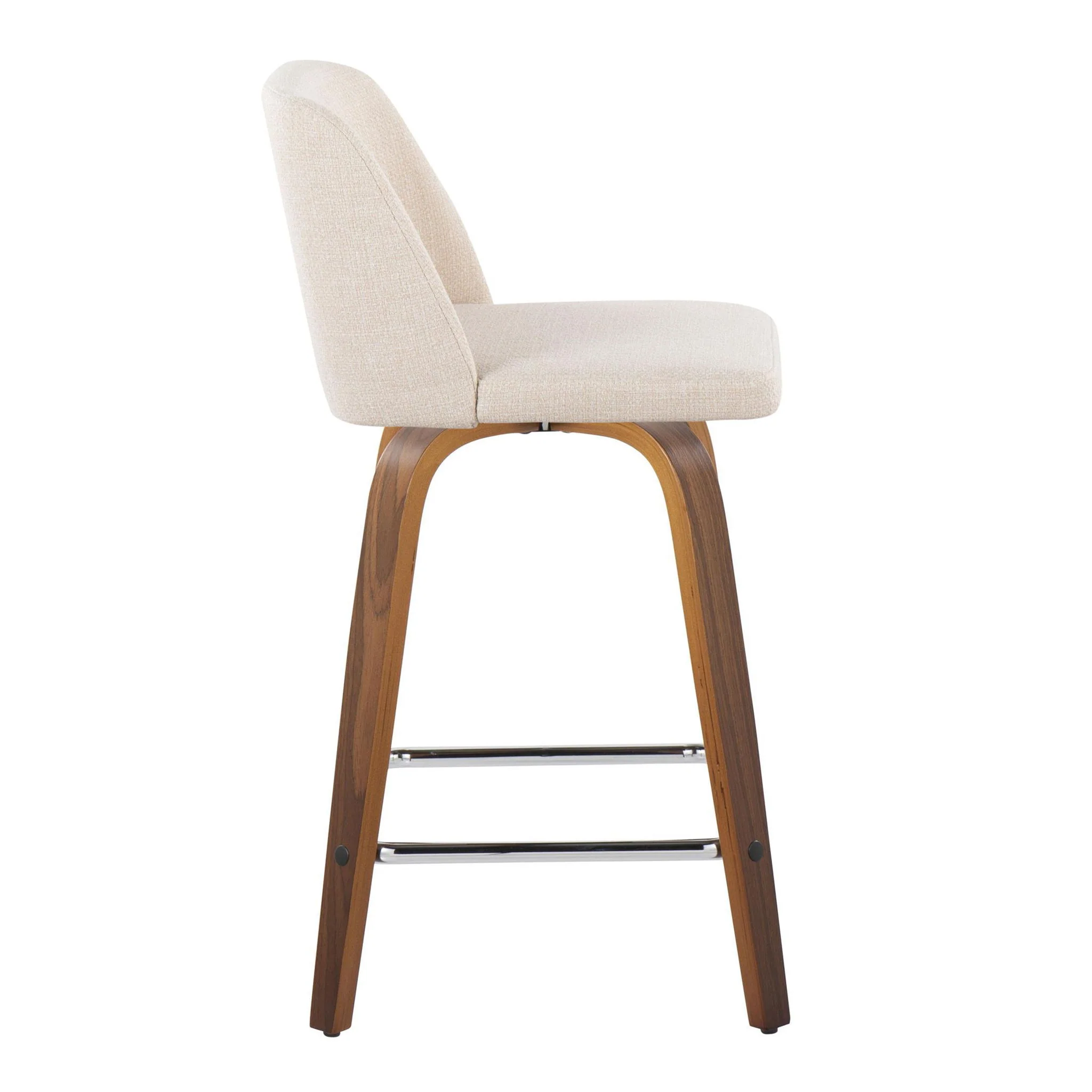 Toriano - Mid Century Modern Fixed Height Counter Stool With Swivel And Square Footrest (Set of 2) - Image 4