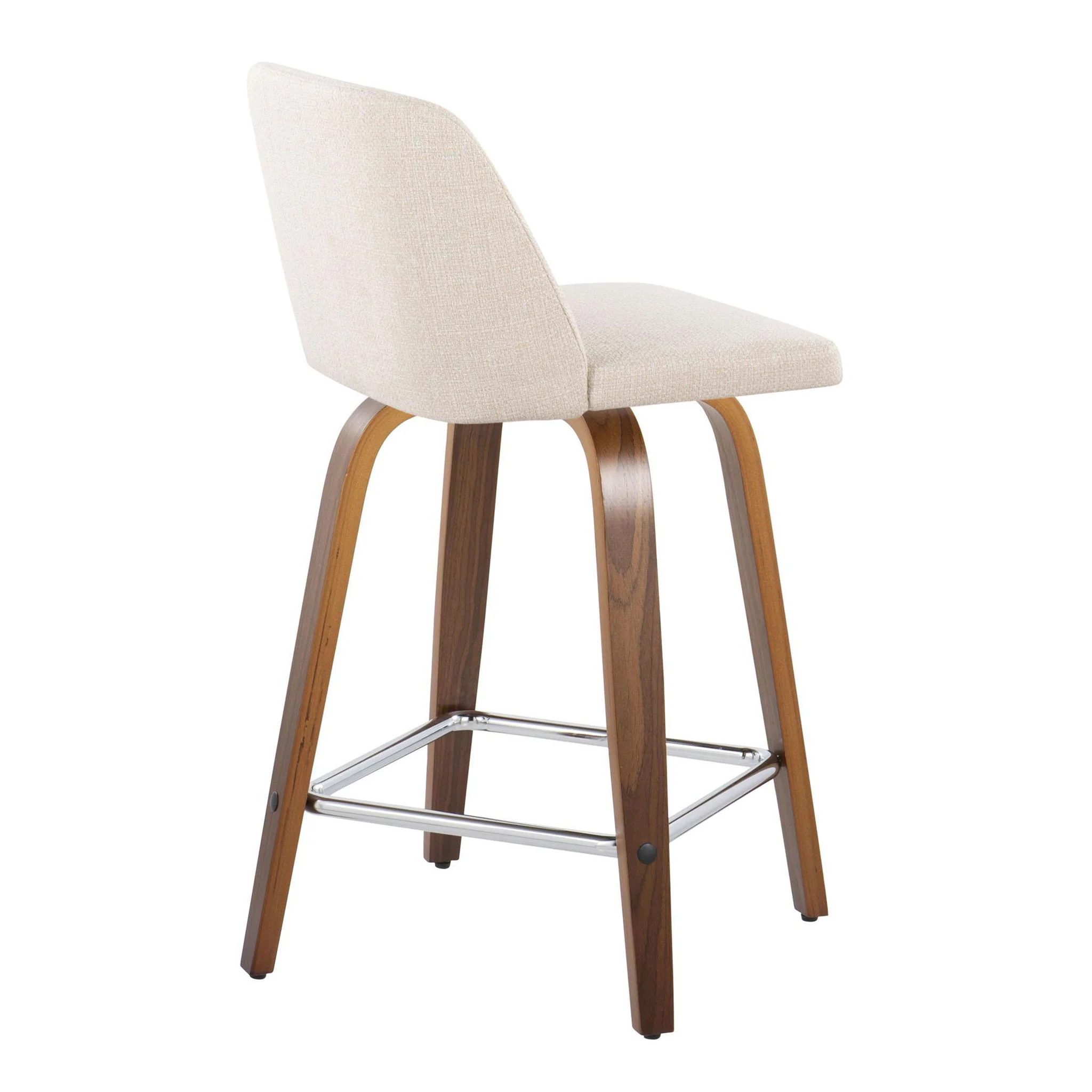 Toriano - Mid Century Modern Fixed Height Counter Stool With Swivel And Square Footrest (Set of 2) - Image 8
