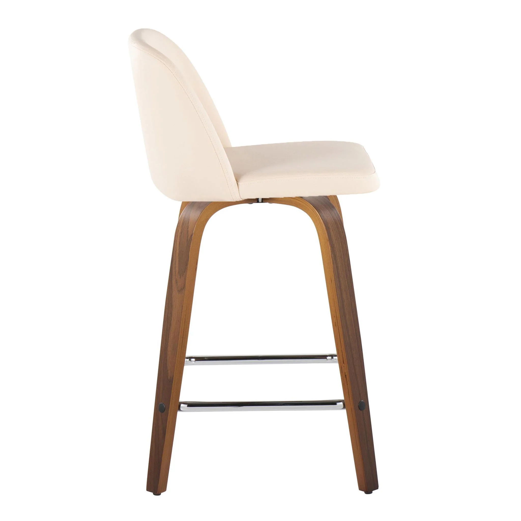Toriano - Mid Century Modern Fixed Height Counter Stool With Swivel & Square Footrest (Set of 2) - Image 4