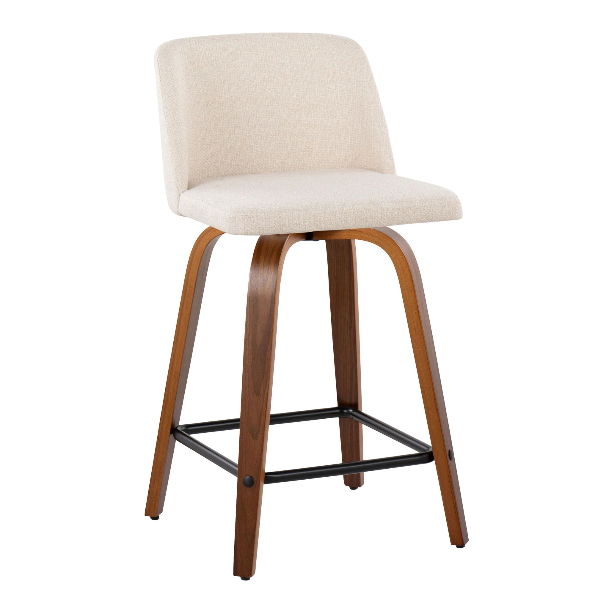 Toriano - Mid Century Modern Fixed Height Counter Stool With Swivel & Square Footrest (Set of 2) - Image 5
