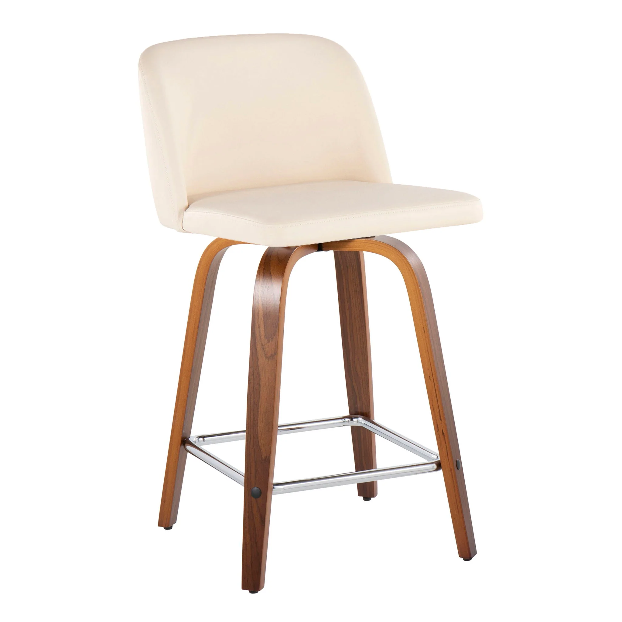 Toriano - Mid Century Modern Fixed Height Counter Stool With Swivel & Square Footrest (Set of 2) - Image 6
