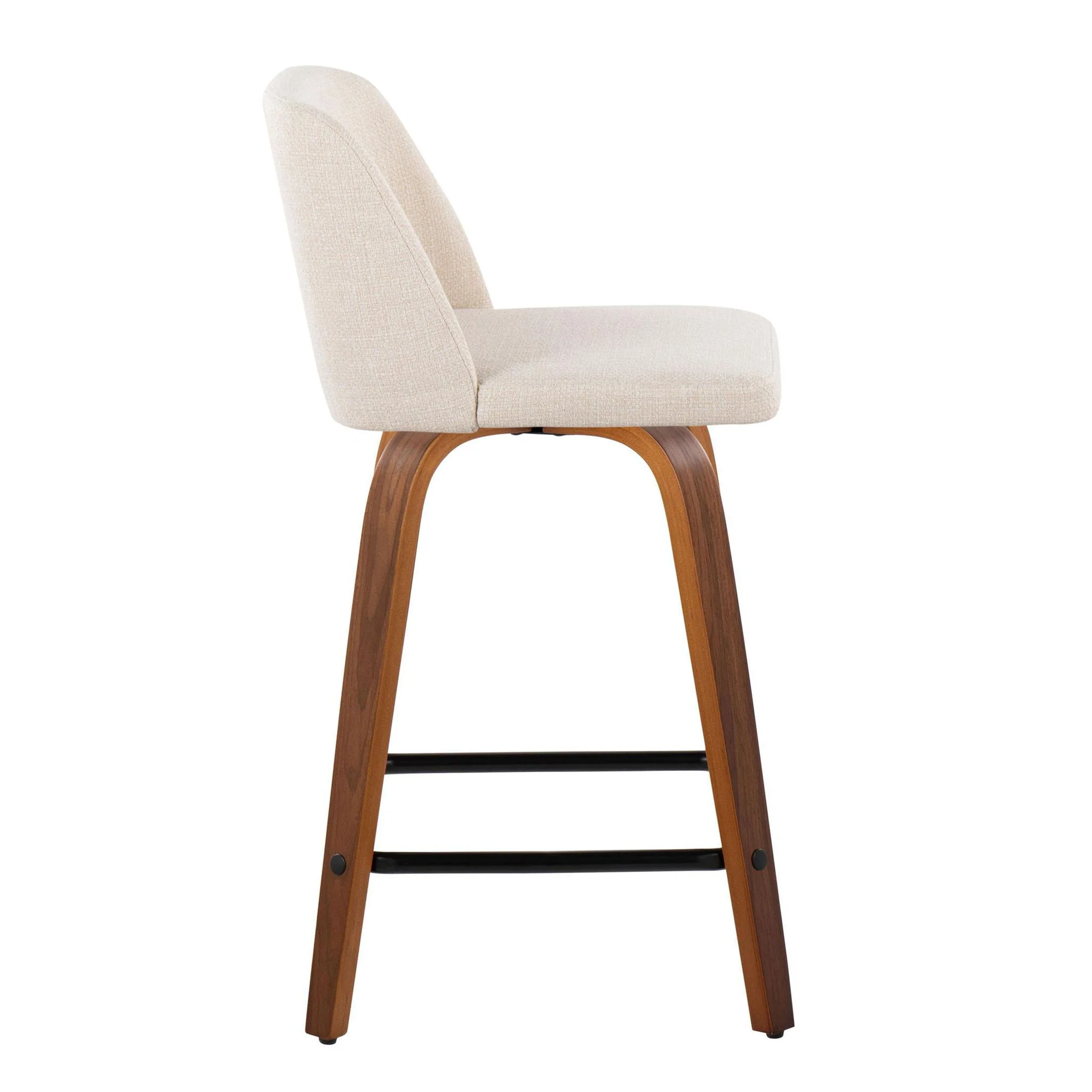Toriano - Mid Century Modern Fixed Height Counter Stool With Swivel & Square Footrest (Set of 2) - Image 7