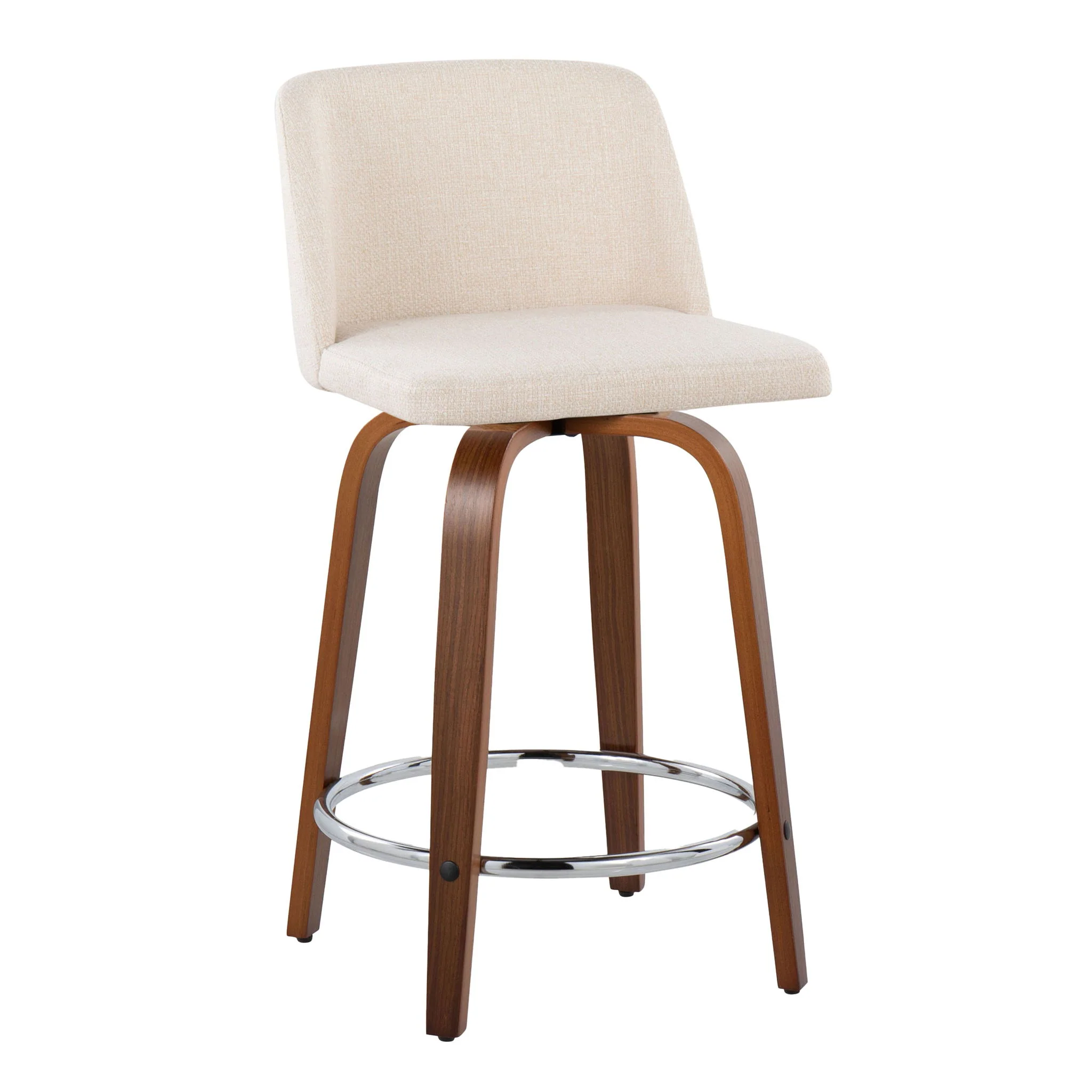 Toriano - Mid Century Modern Fixed Height Counter Stool With Swivel With Round Footrest (Set of 2) - Image 10