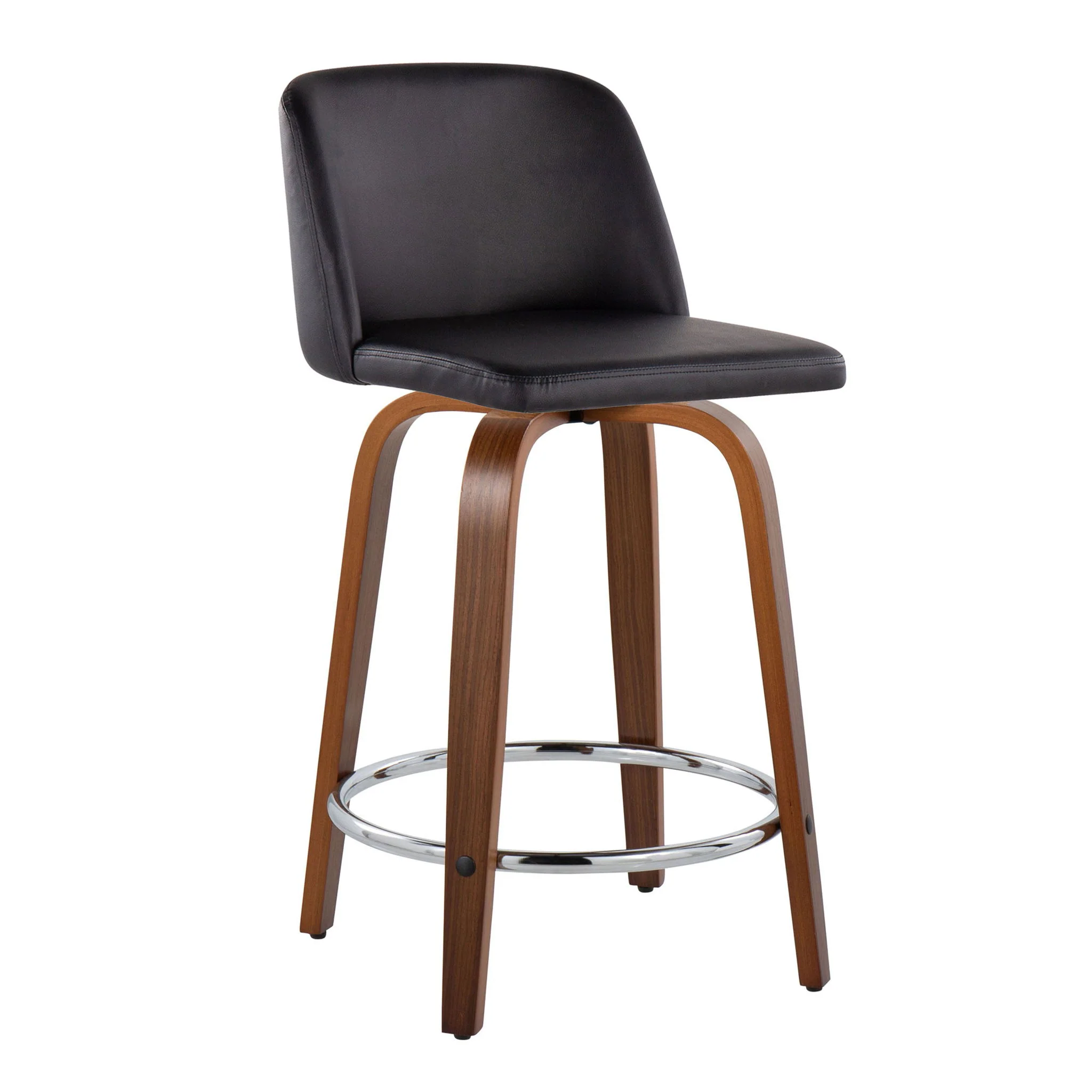 Toriano - Mid Century Modern Fixed Height Counter Stool With Swivel With Round Footrest (Set of 2) - Image 11