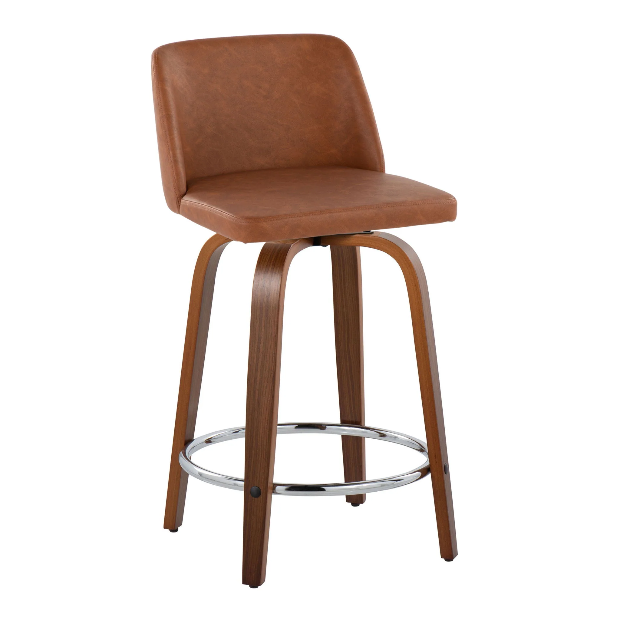 Toriano - Mid Century Modern Fixed Height Counter Stool With Swivel With Round Footrest (Set of 2) - Image 12