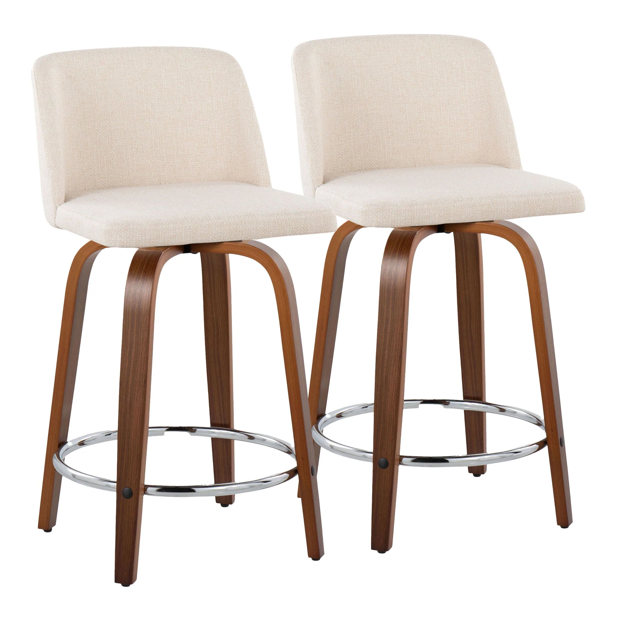 Toriano - Mid Century Modern Fixed Height Counter Stool With Swivel With Round Footrest (Set of 2) - Image 2