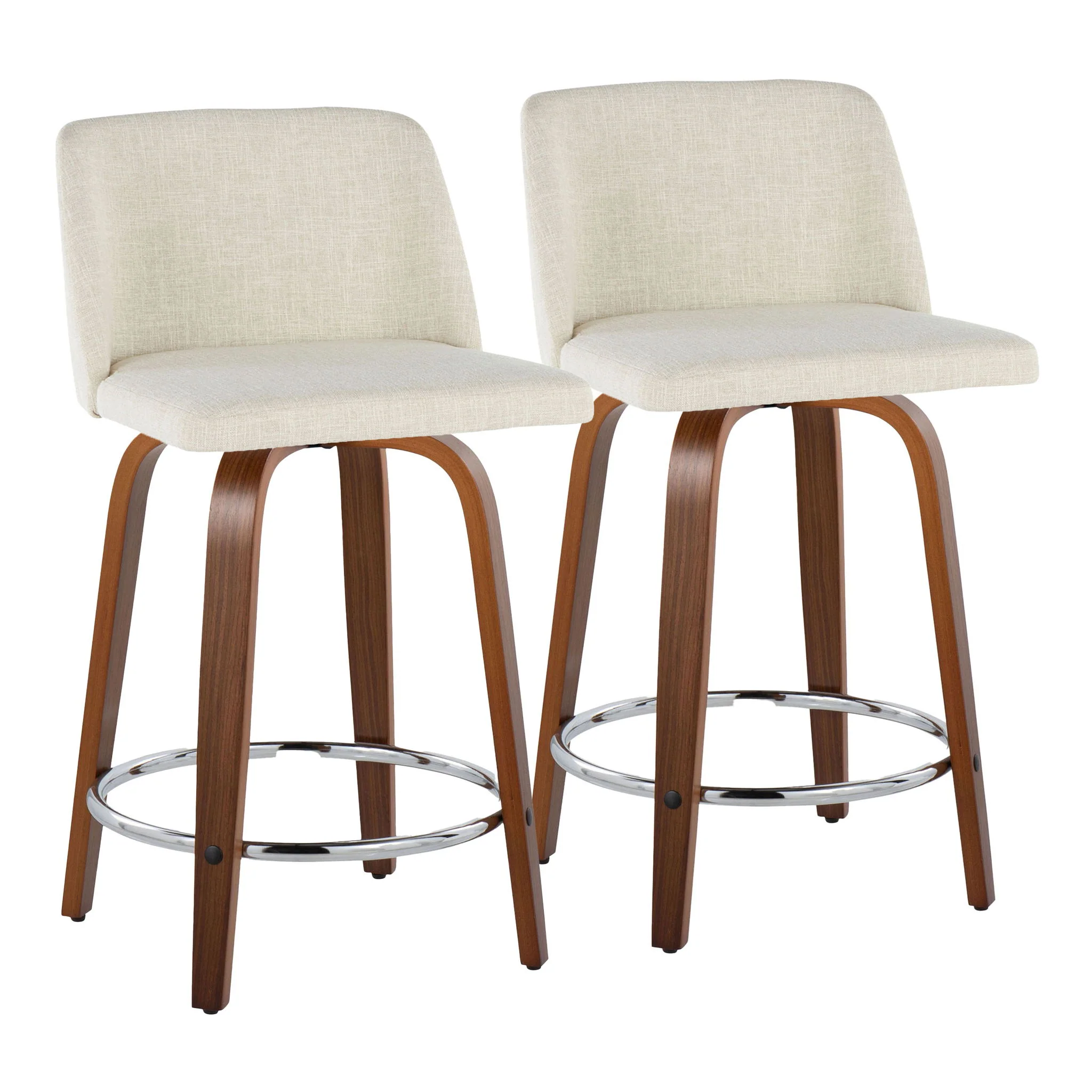 Toriano - Mid Century Modern Fixed Height Counter Stool With Swivel With Round Footrest (Set of 2) - Image 4