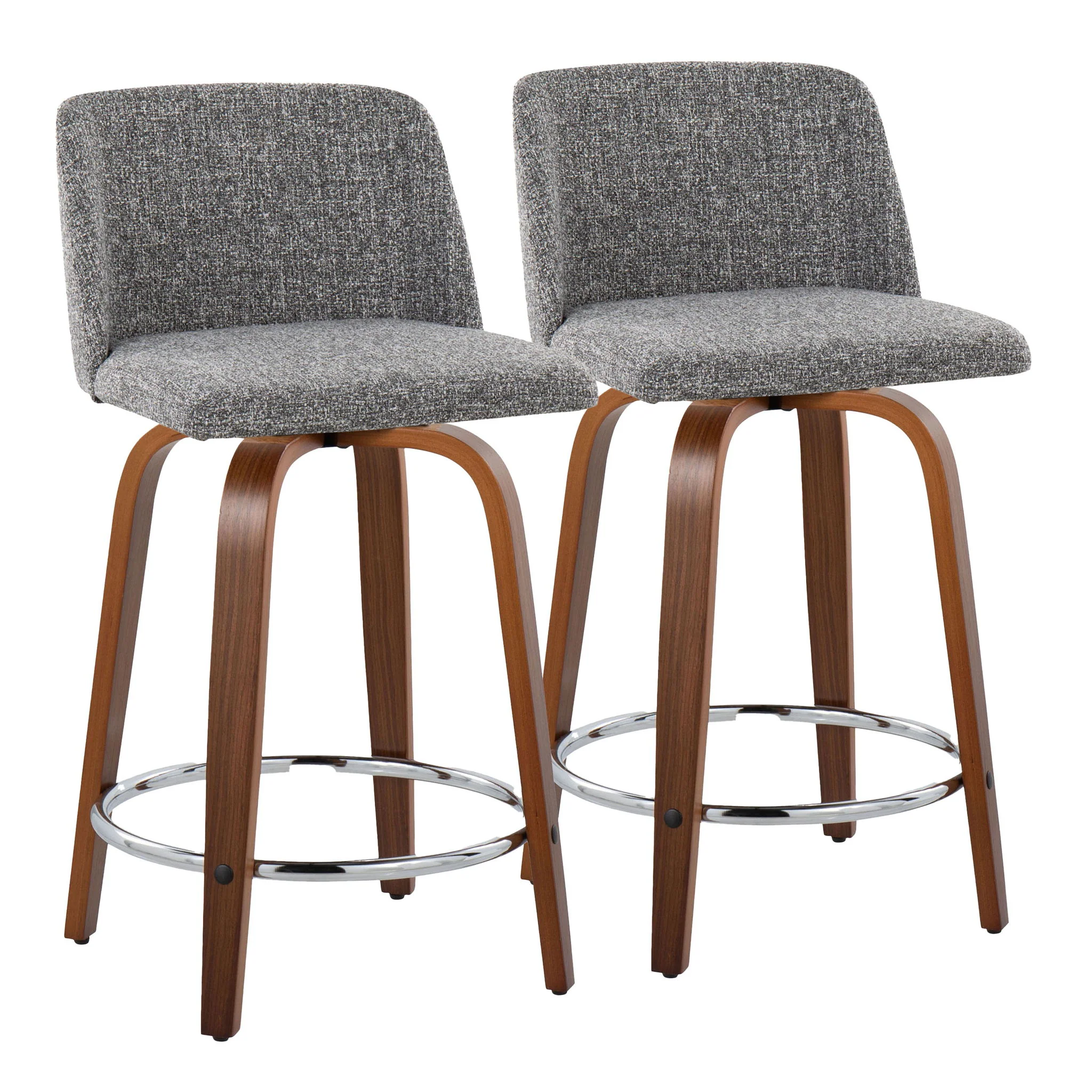 Toriano - Mid Century Modern Fixed Height Counter Stool With Swivel With Round Footrest (Set of 2) - Image 5