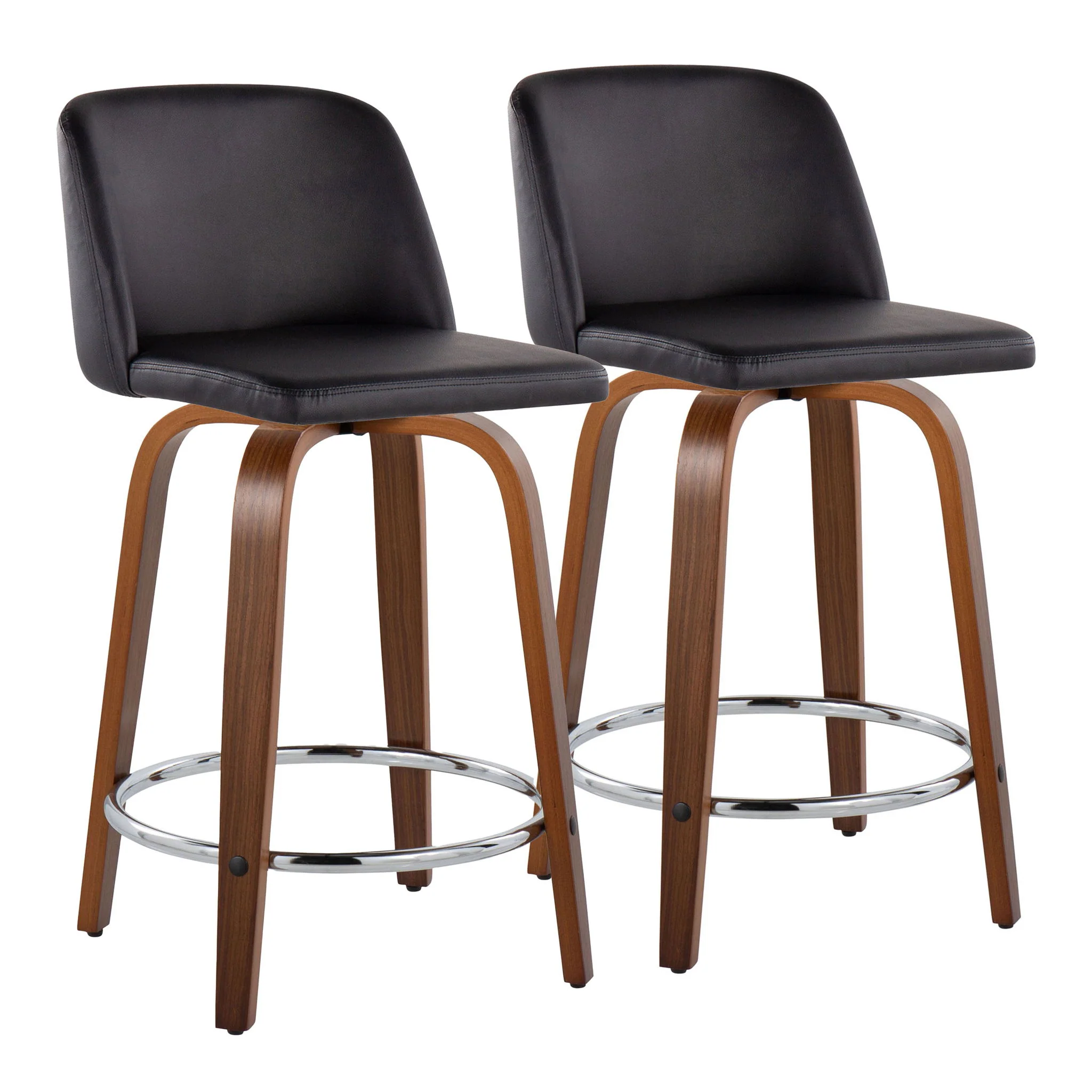 Toriano - Mid Century Modern Fixed Height Counter Stool With Swivel With Round Footrest (Set of 2) - Image 7