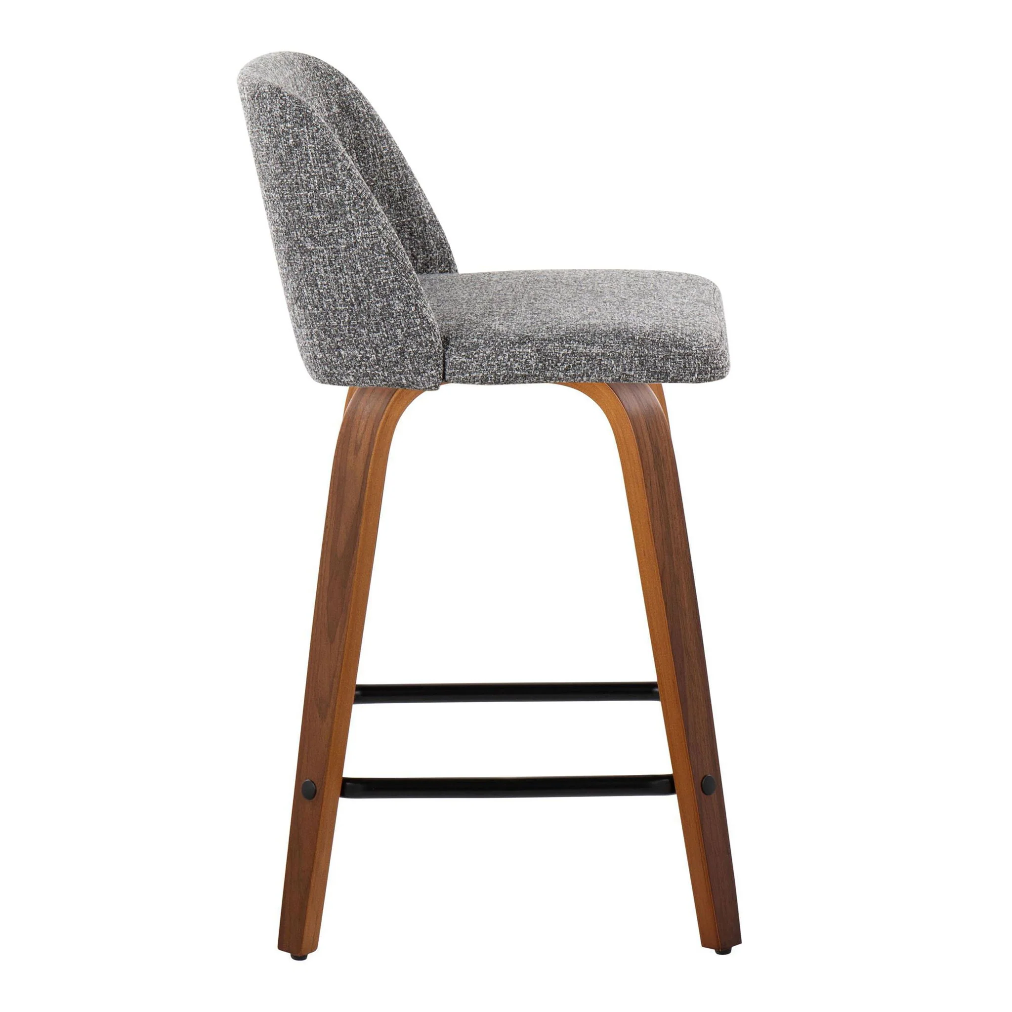 Toriano - Mid Century Modern Fixed Height Counter Stool With Swivel With Square Footrest (Set of 2) - Image 3