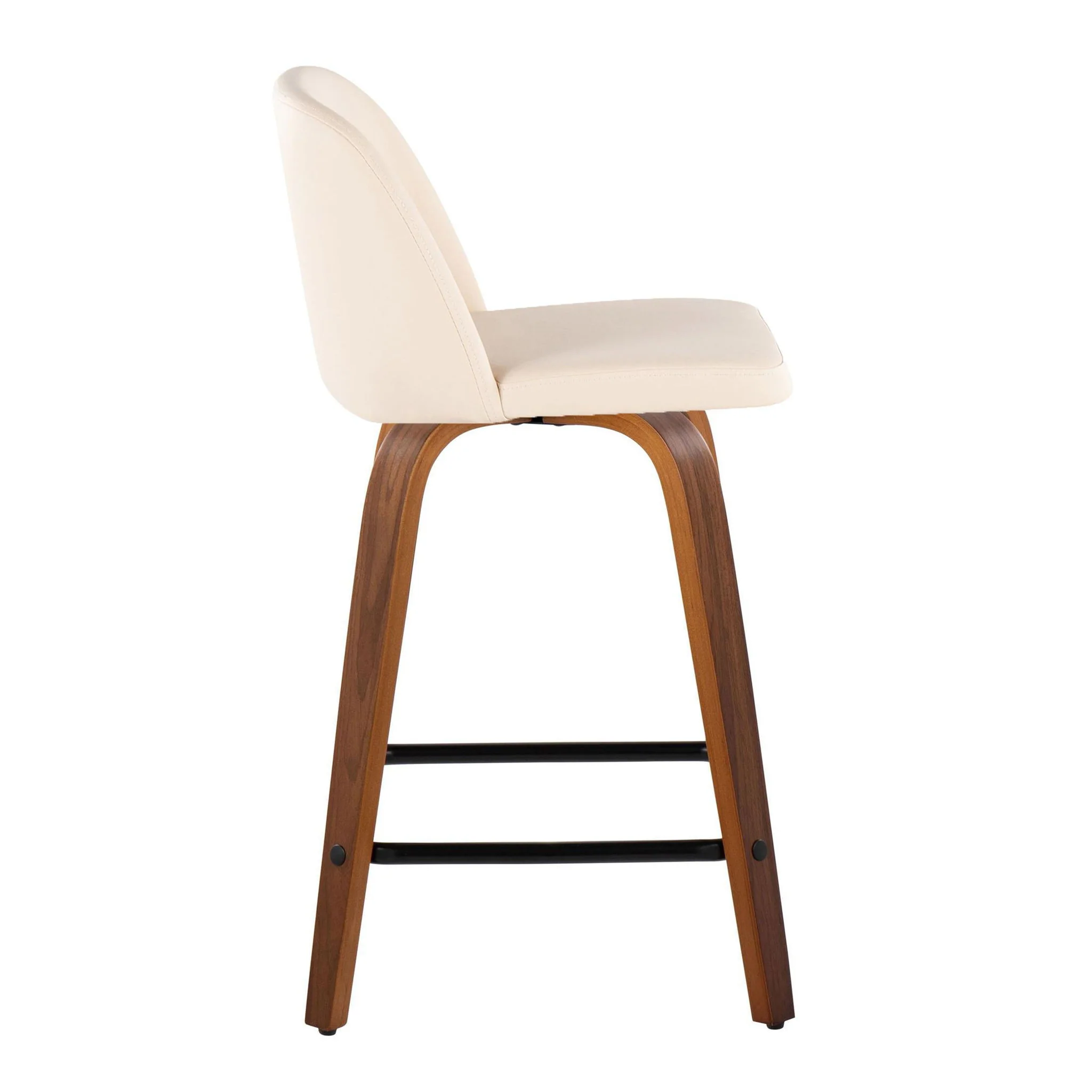 Toriano - Mid Century Modern Fixed Height Counter Stool With Swivel With Square Footrest (Set of 2) - Image 4