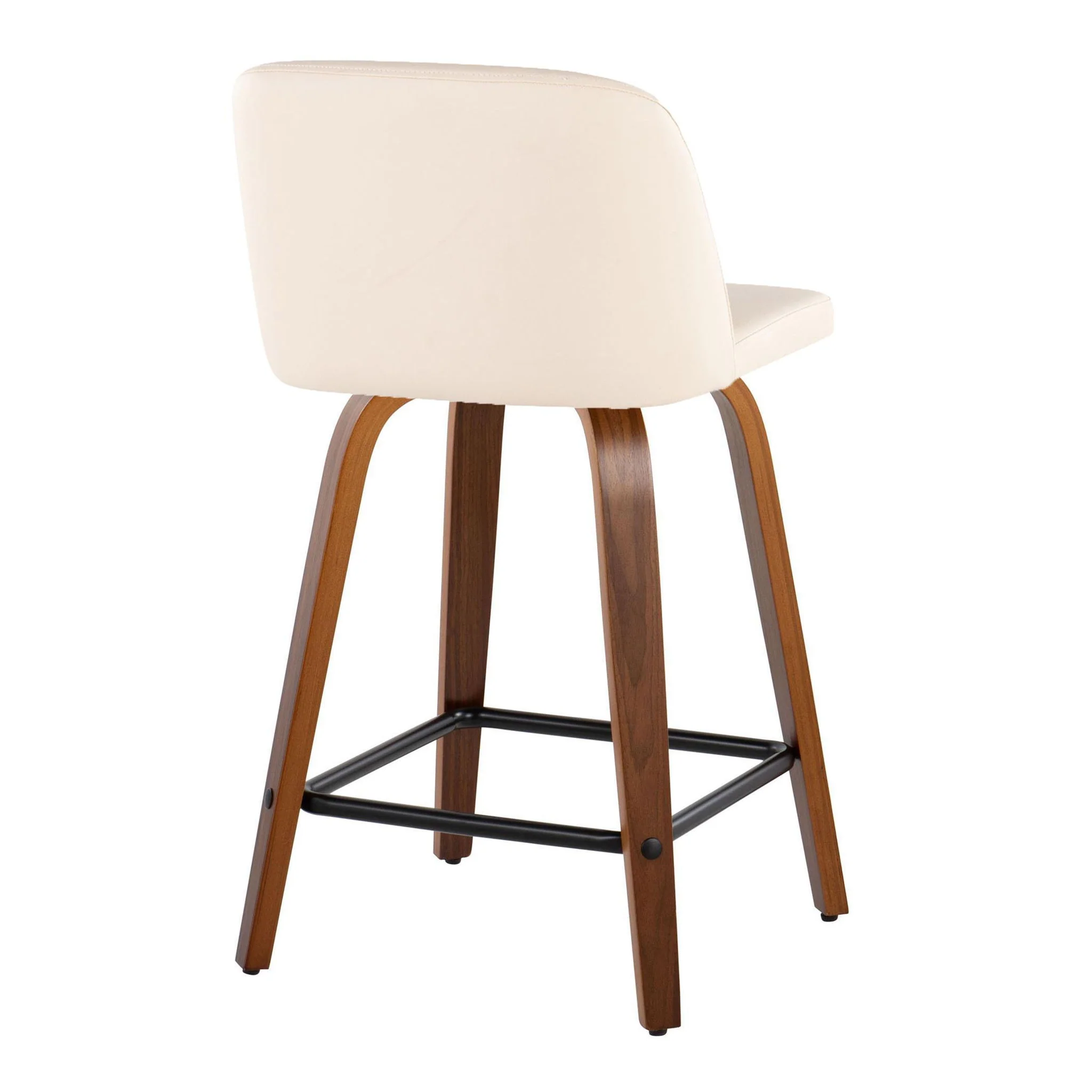 Toriano - Mid Century Modern Fixed Height Counter Stool With Swivel With Square Footrest (Set of 2) - Image 6