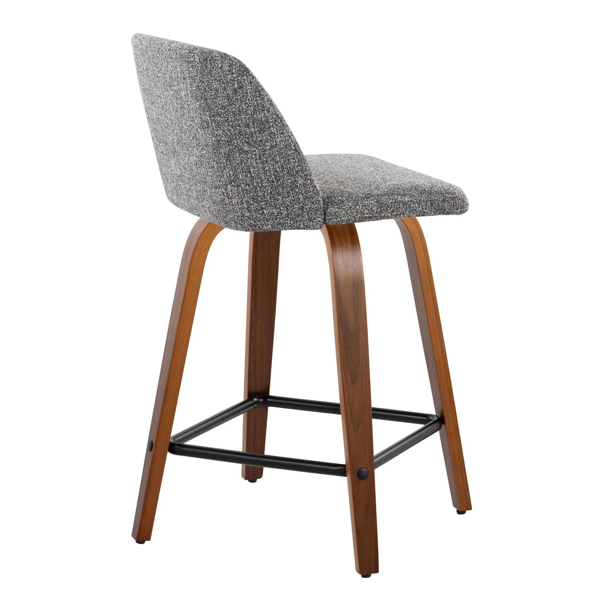 Toriano - Mid Century Modern Fixed Height Counter Stool With Swivel With Square Footrest (Set of 2) - Image 7