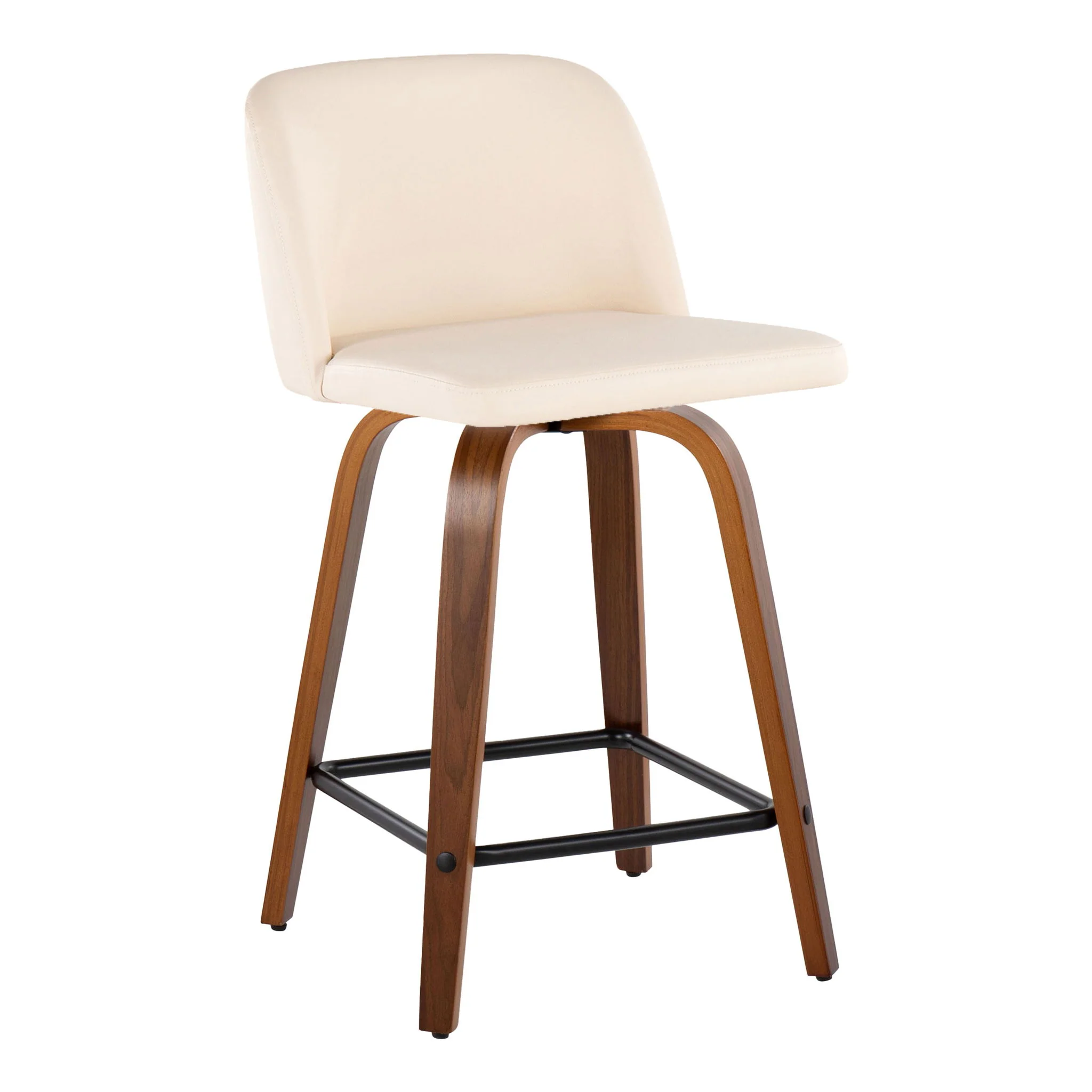 Toriano - Mid Century Modern Fixed Height Counter Stool With Swivel With Square Footrest (Set of 2) - Image 8