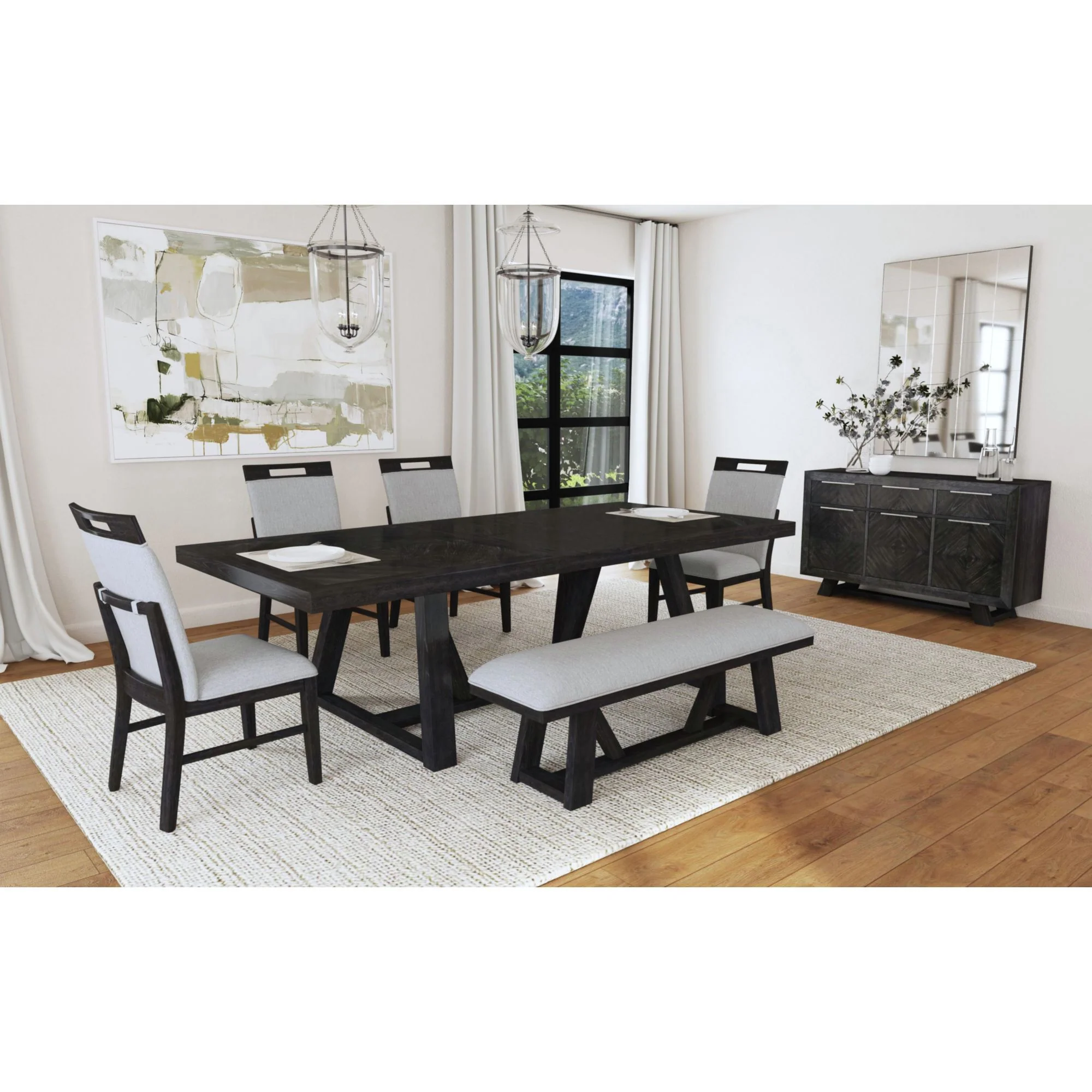 Transcend - Dining Table With 22" Leaf - Charcoal - Image 3