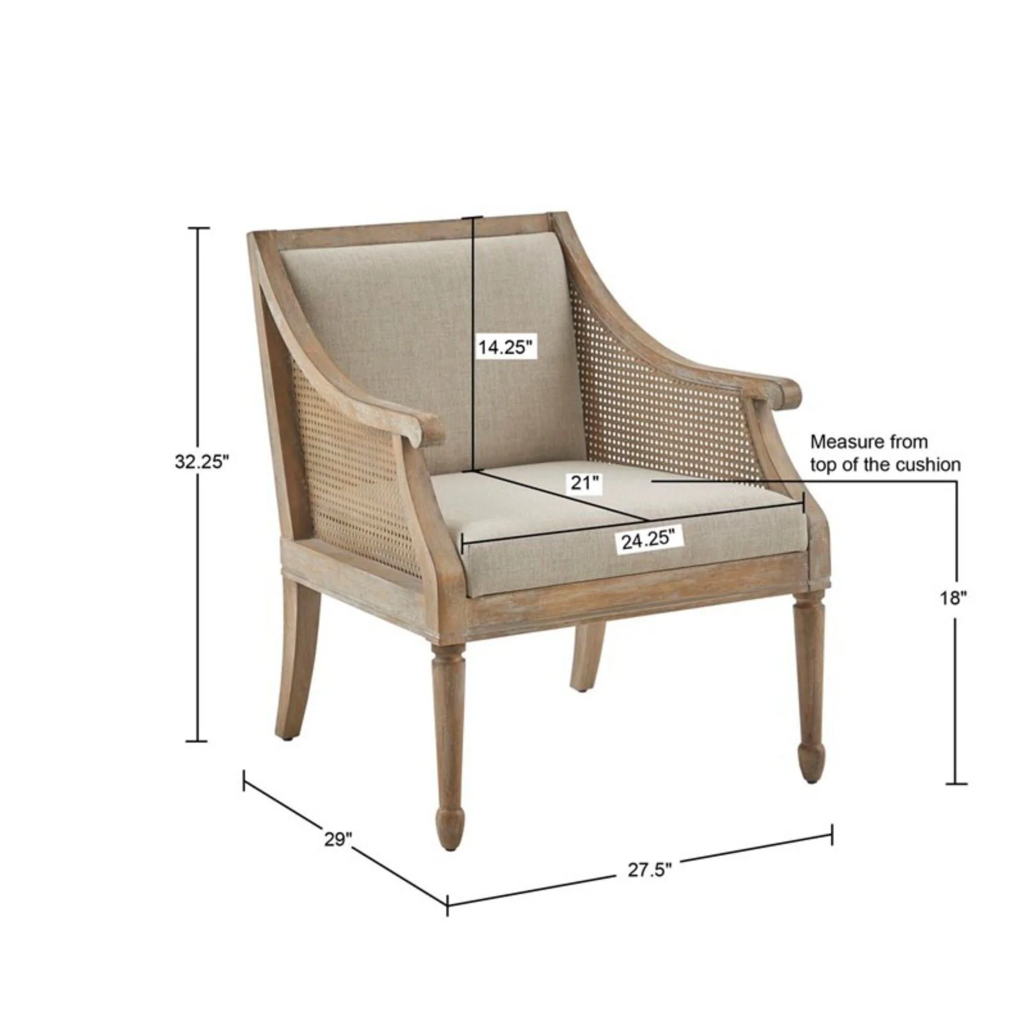 Transitional Cane Accent Armchair And Back Cushion - Natural - Image 3
