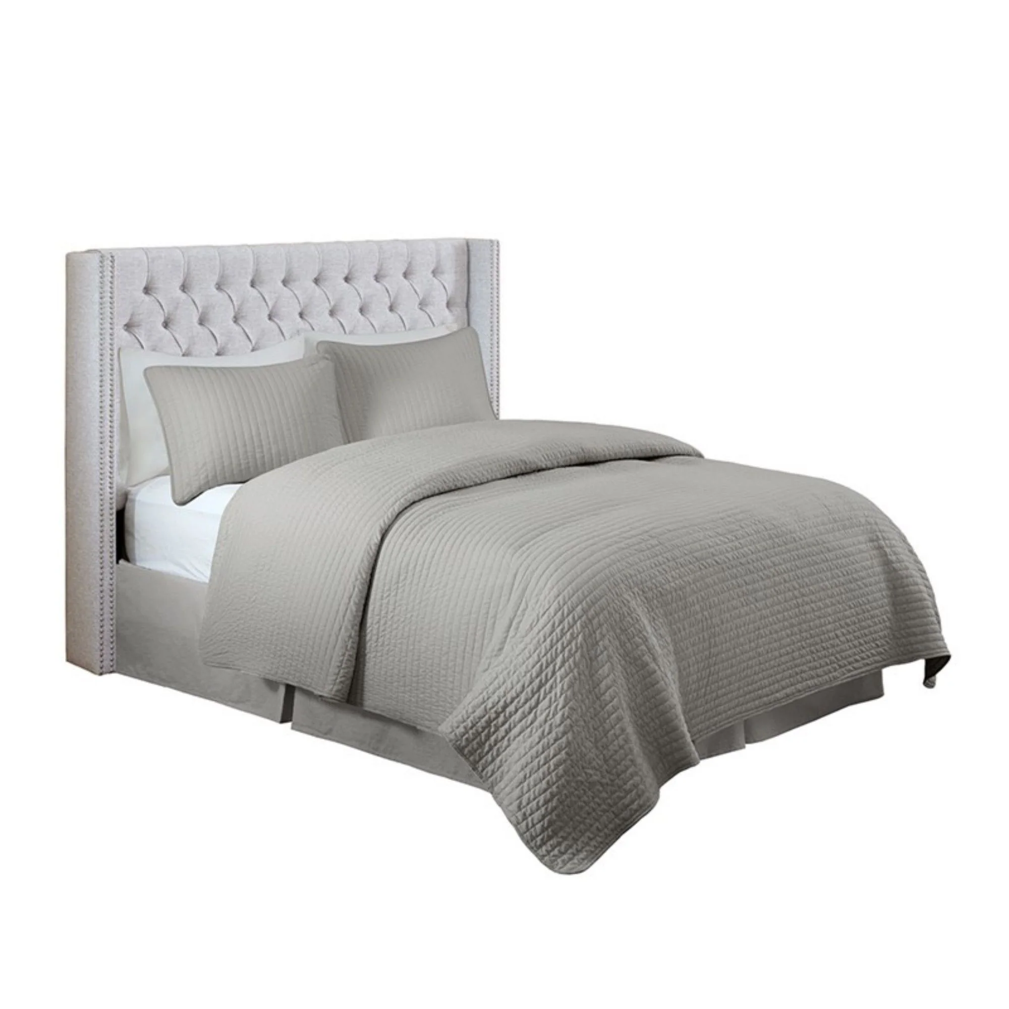 Transitional Upholstery Headboard With Tufted Buttons And Nailhead Trim - Image 3