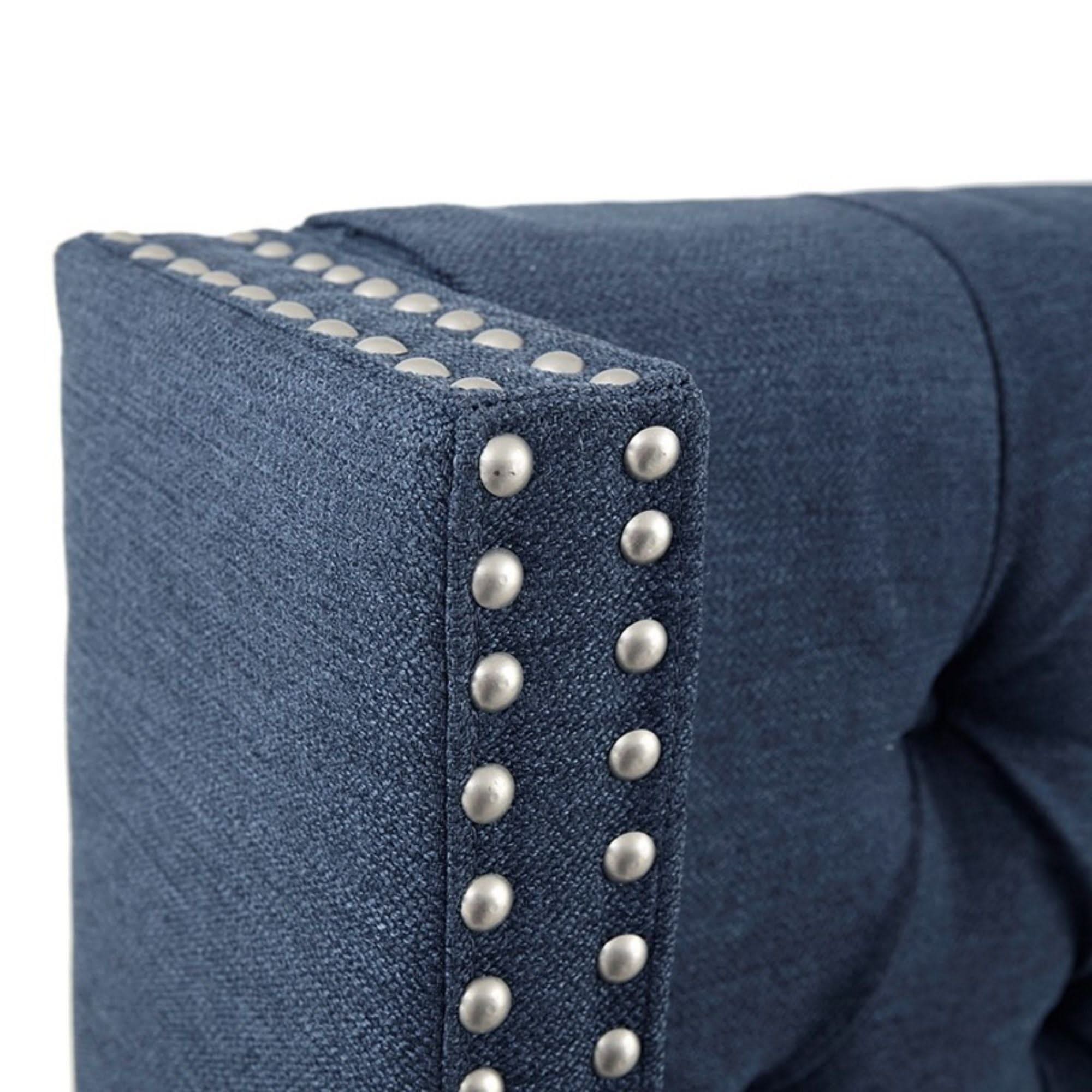 Transitional Upholstery Headboard With Tufted Buttons And Nailhead Trim - Image 4