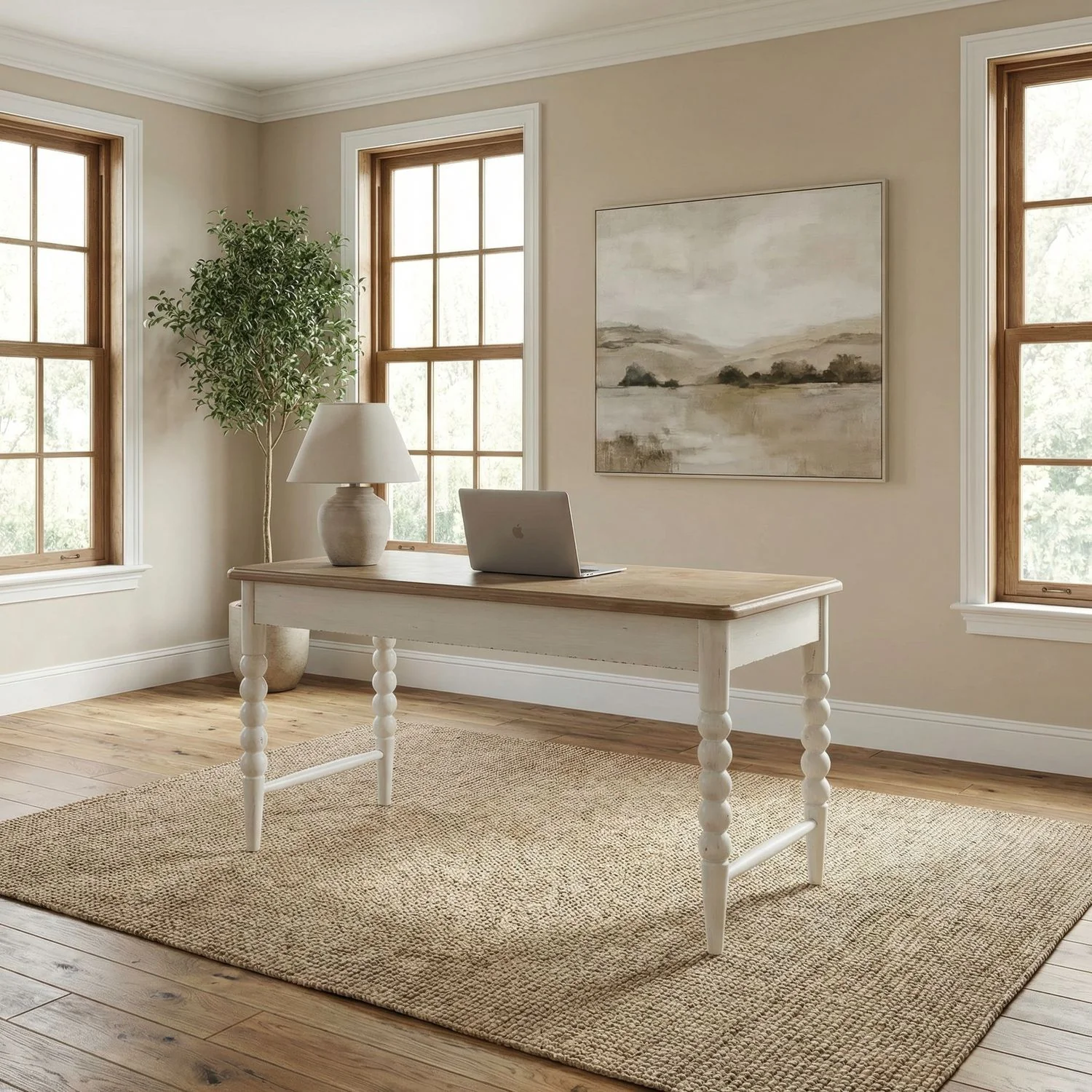 Turnberry Park - Writing Desk - Washed White & Toasted Oat