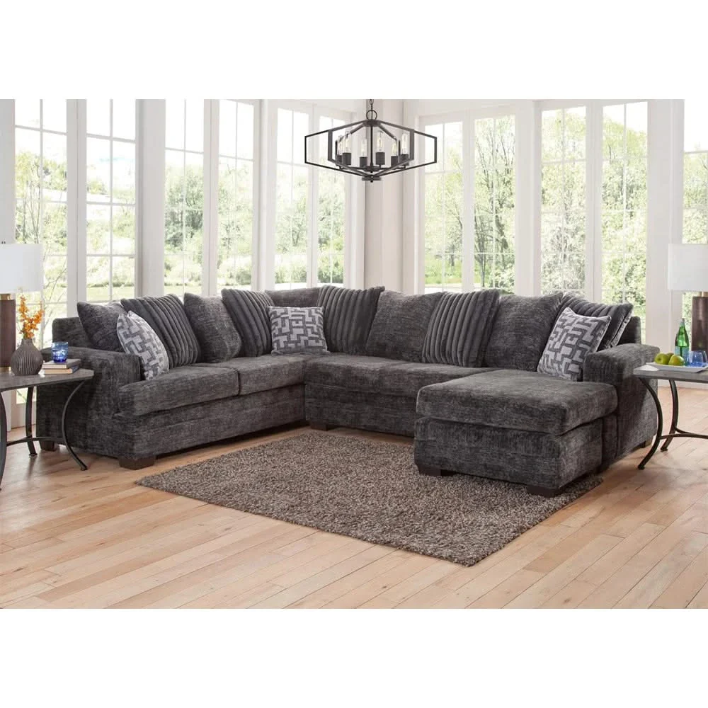 Turo Charcoal Sectional with LAF Sofa, RAF Chaise & Chaise End