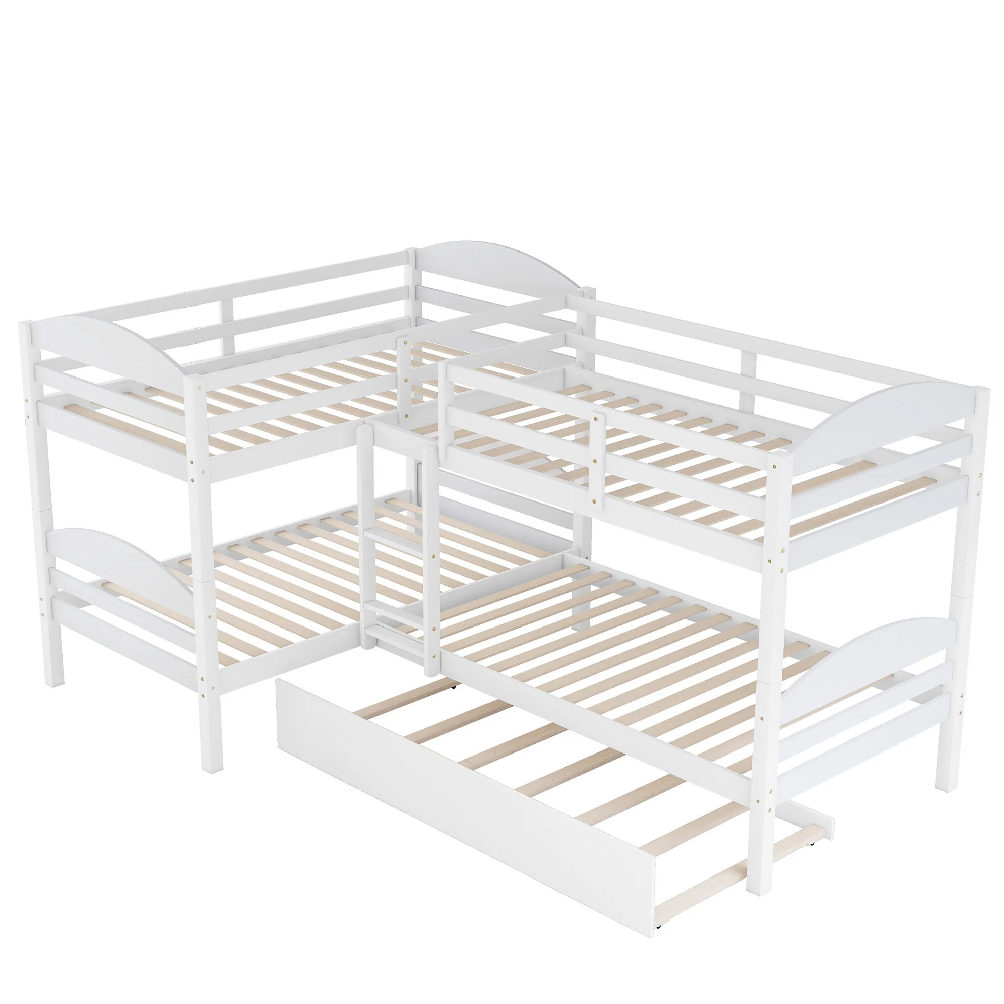 Twin L-Shaped Bunk Bed With Trundle - White - Image 2