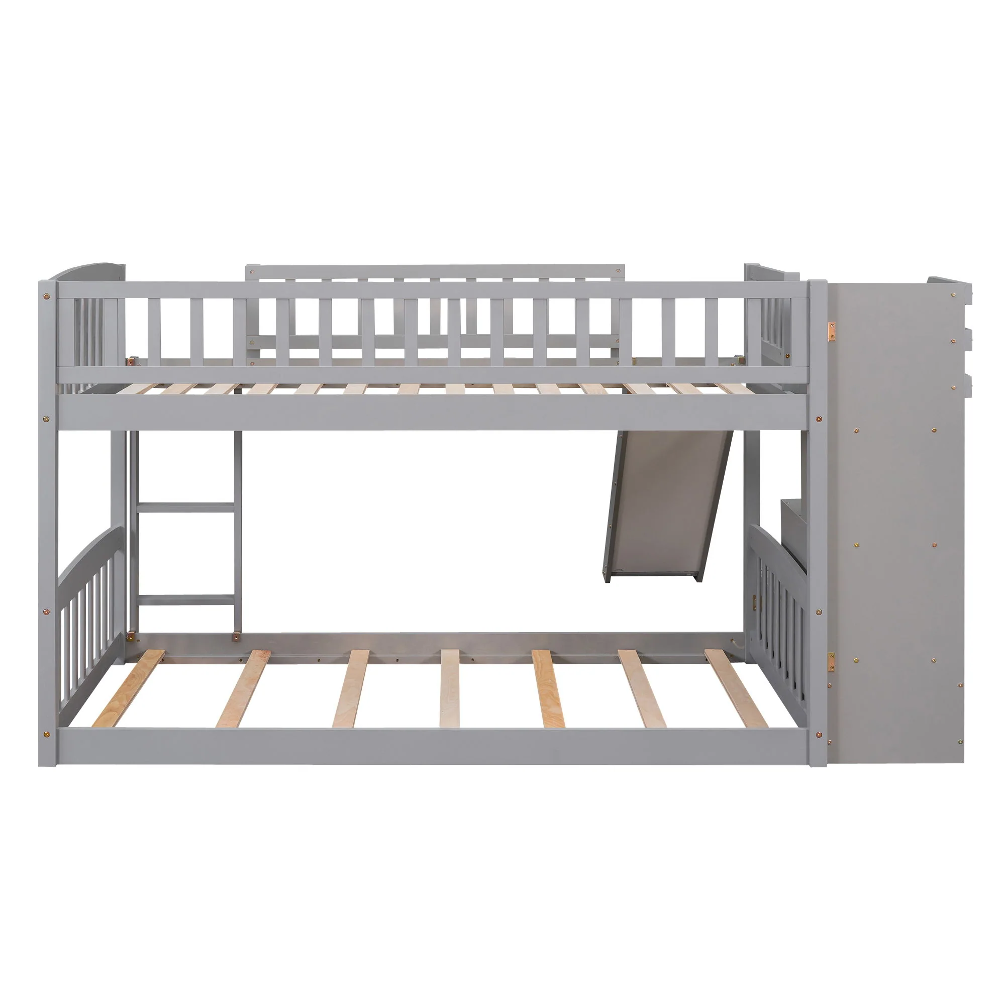 Twin Over Twin Bunk Stairway Bed With 2 Drawers And Slide - Gray - Image 3