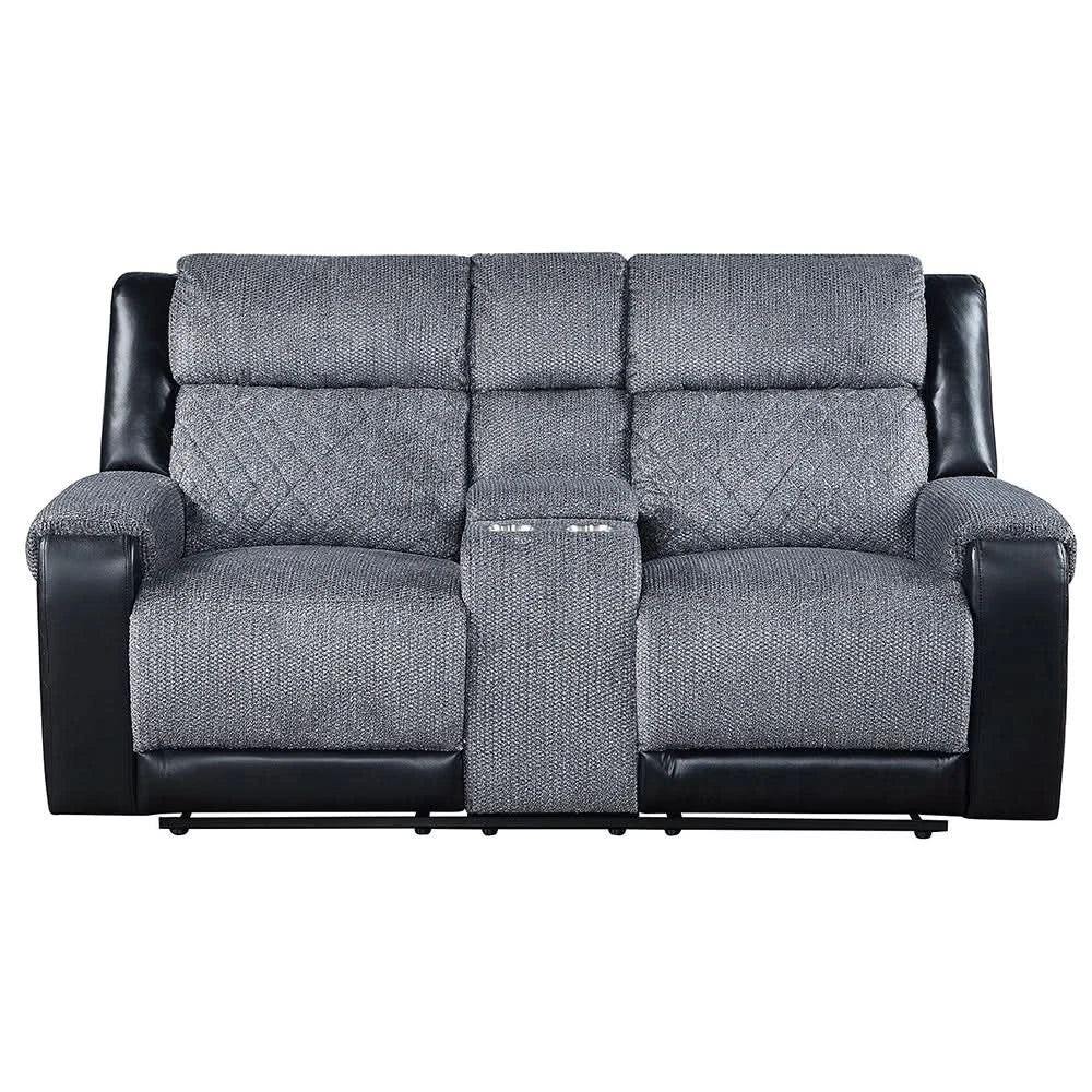 Tyler Dark Grey Power Reclining Loveseat with LED Lighting and Storage Console - Image 3