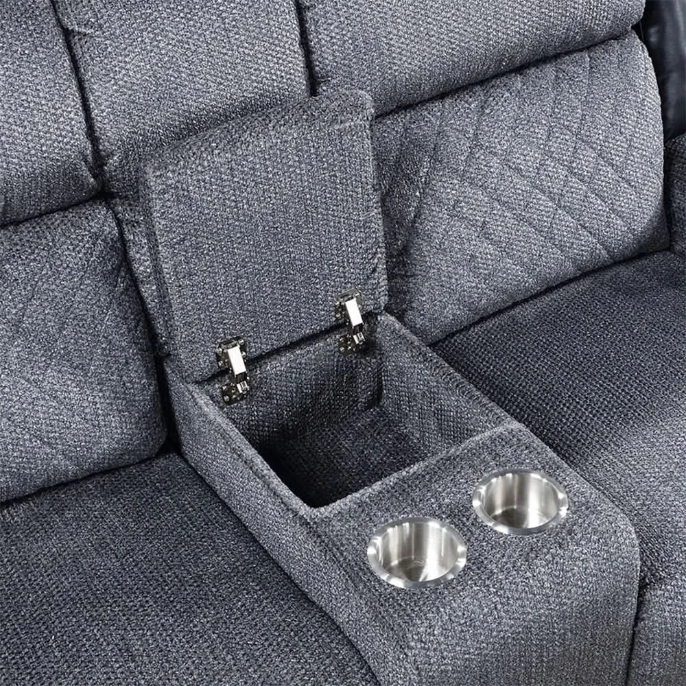Tyler Dark Grey Power Reclining Loveseat with LED Lighting and Storage Console - Image 6
