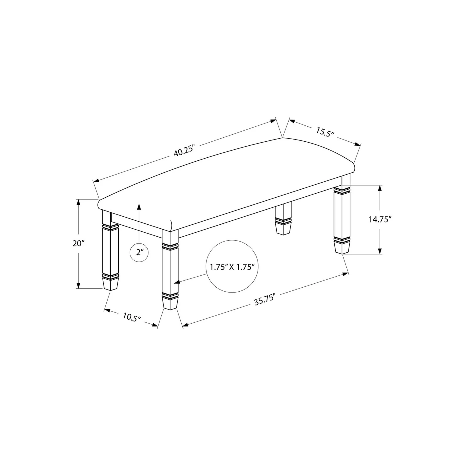 Upholstered Bench With Solid Legs - Image 7