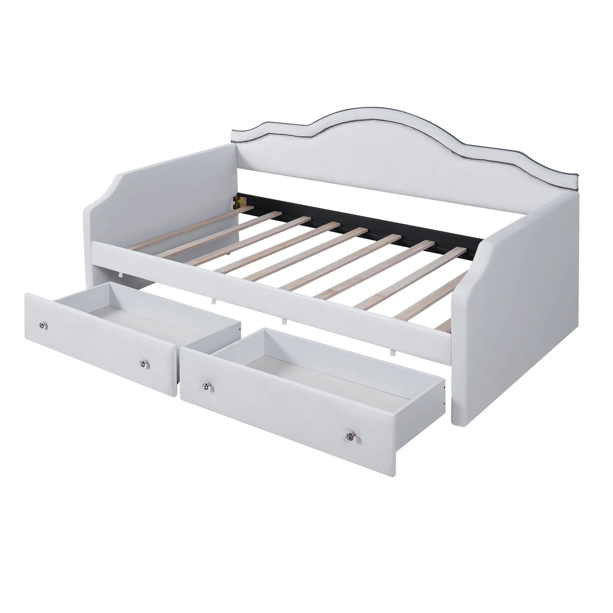 Upholstered Daybed With LED Lights And 2 Drawersme